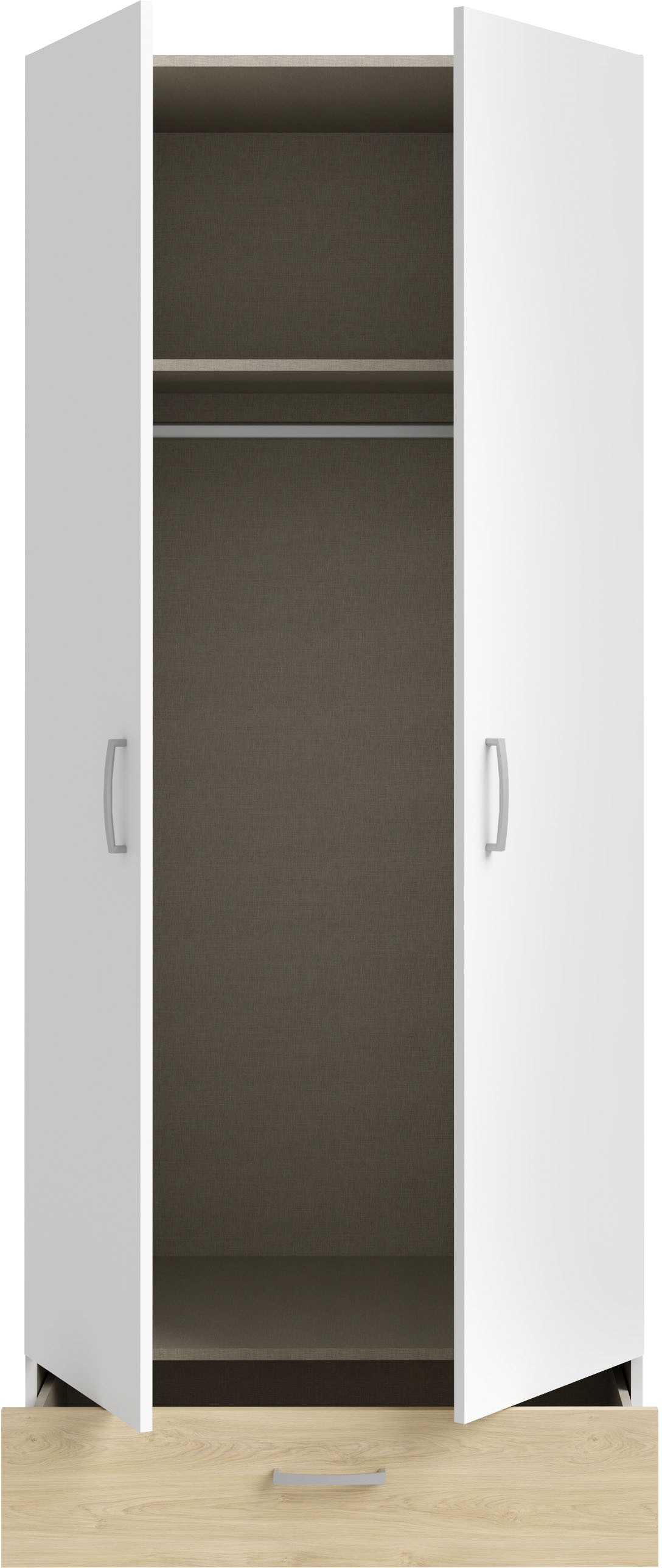 FORTE Kleiderschrank »Econobox« Drehtürenschrank, zeitloses Design mit alufarbigen Griffen.