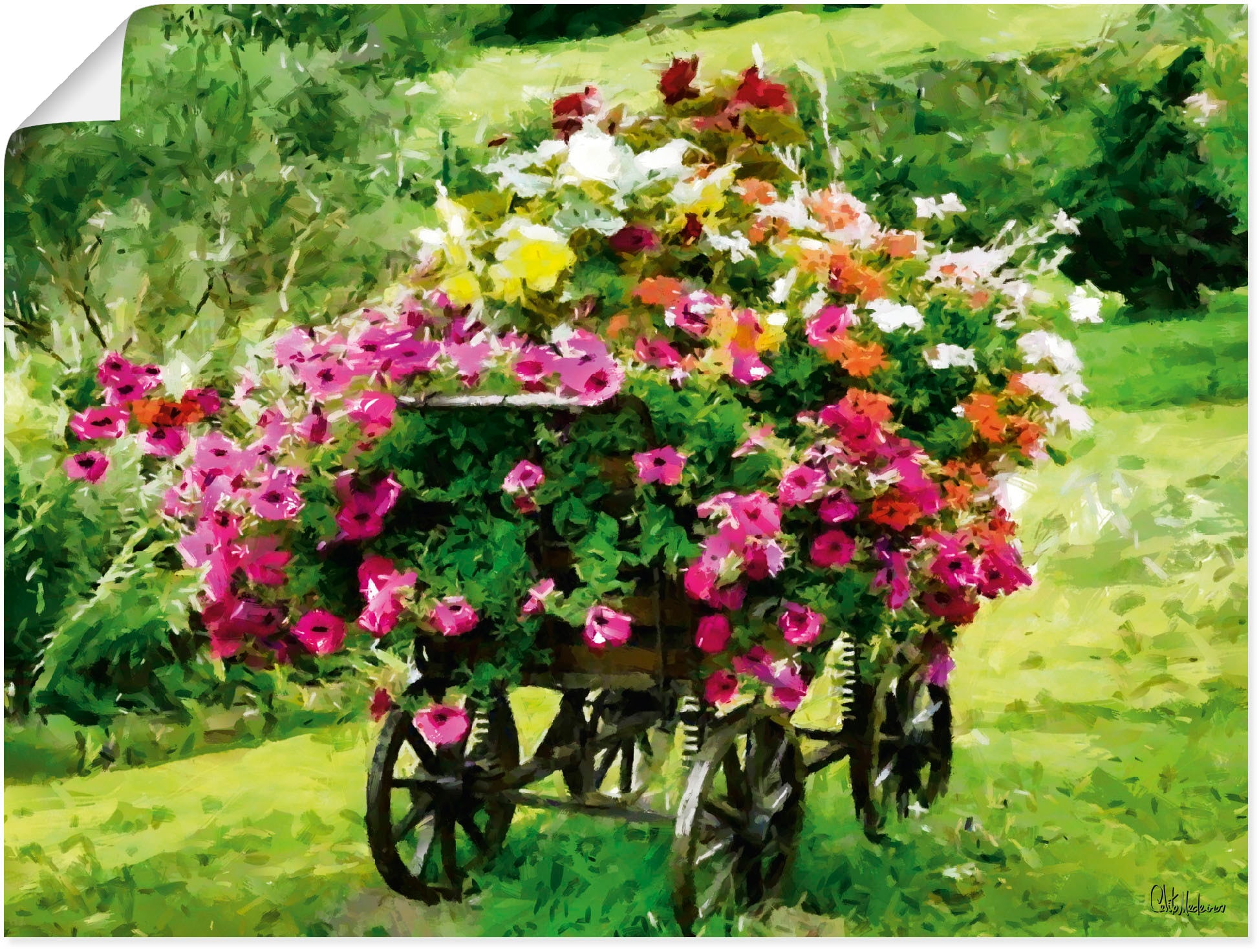 Wandbild »Kutsche mit Blumen«, Blumenbilder, (1 St.), als Alubild, Outdoorbild,...