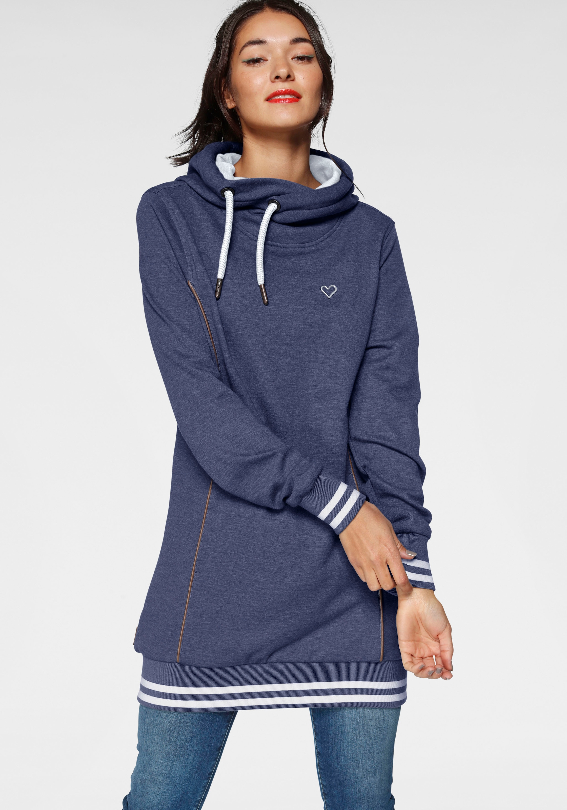 Sweatshirt »JilAK«, sportiver Hoodie mit Kontrastbündchen & Details in Lederoptik
