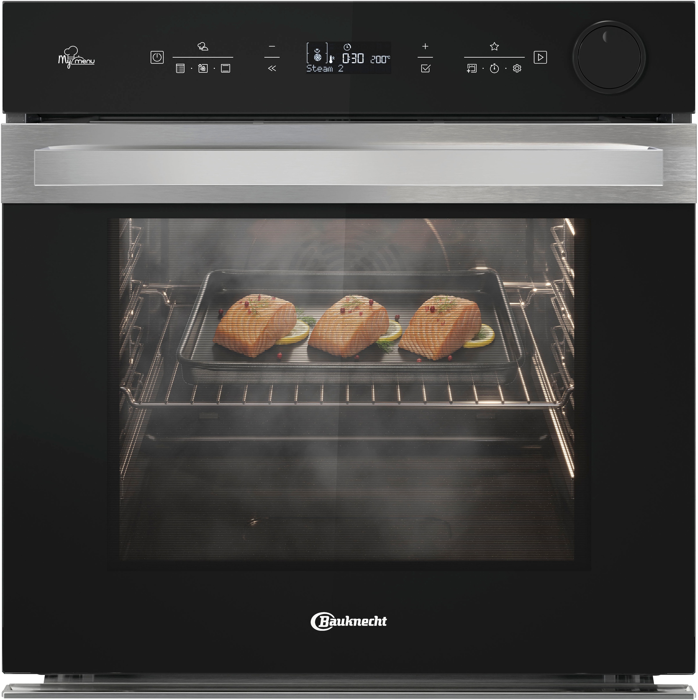 BAUKNECHT Einbaubackofen  »BIK5S DP8F2 ES«, mit 2-fach-Teleskopauszug, Pyrolyse & Hydrolyse, AirFry-Funktion