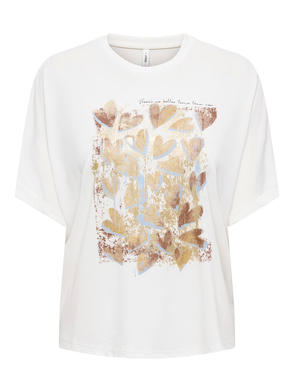 ONLY T-Shirt »ONLFREE LIFE S/S FOLD-UP TOP BOX JRS« Materialmix, regular fit, Rundhals