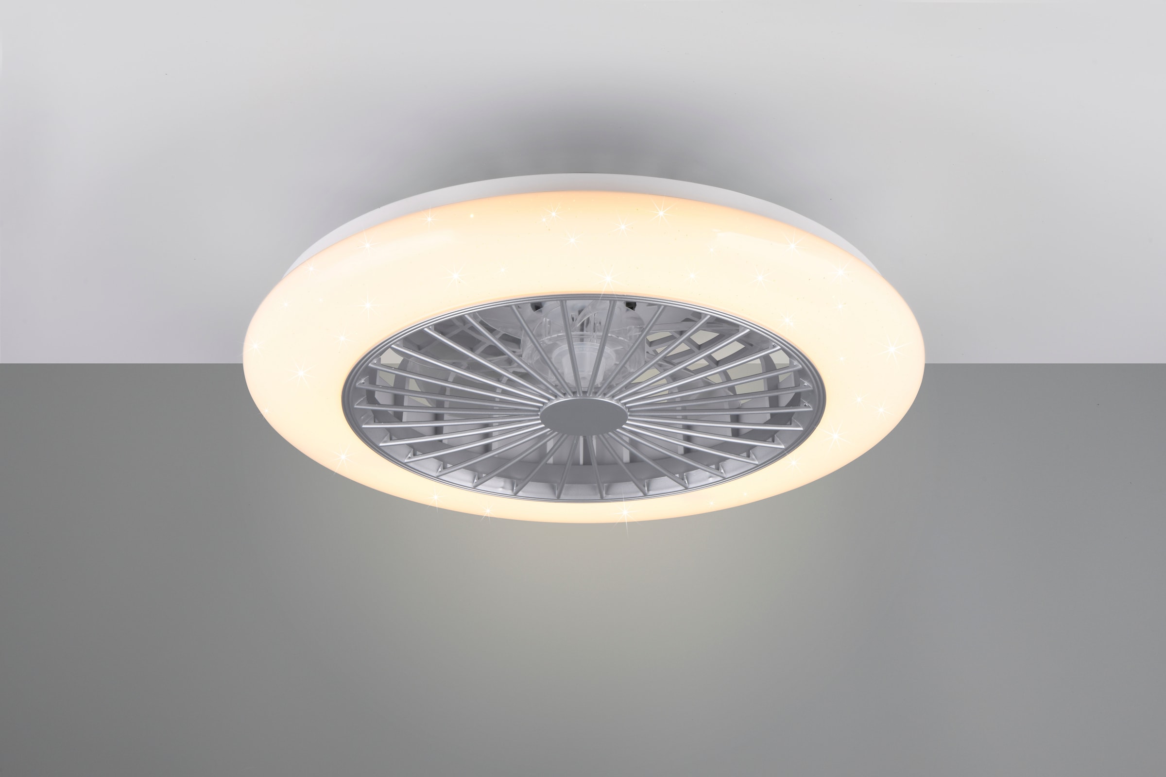 REALITY Leuchten LED Deckenleuchte »Stralsund Deckenventilator«, 1 flammig, Leuchtmittel LED-Board | LED fest integriert, Deckenlampe, Ventilator 3 Stufen, Fernbed. Lichtfarbe einstellbar RGBW