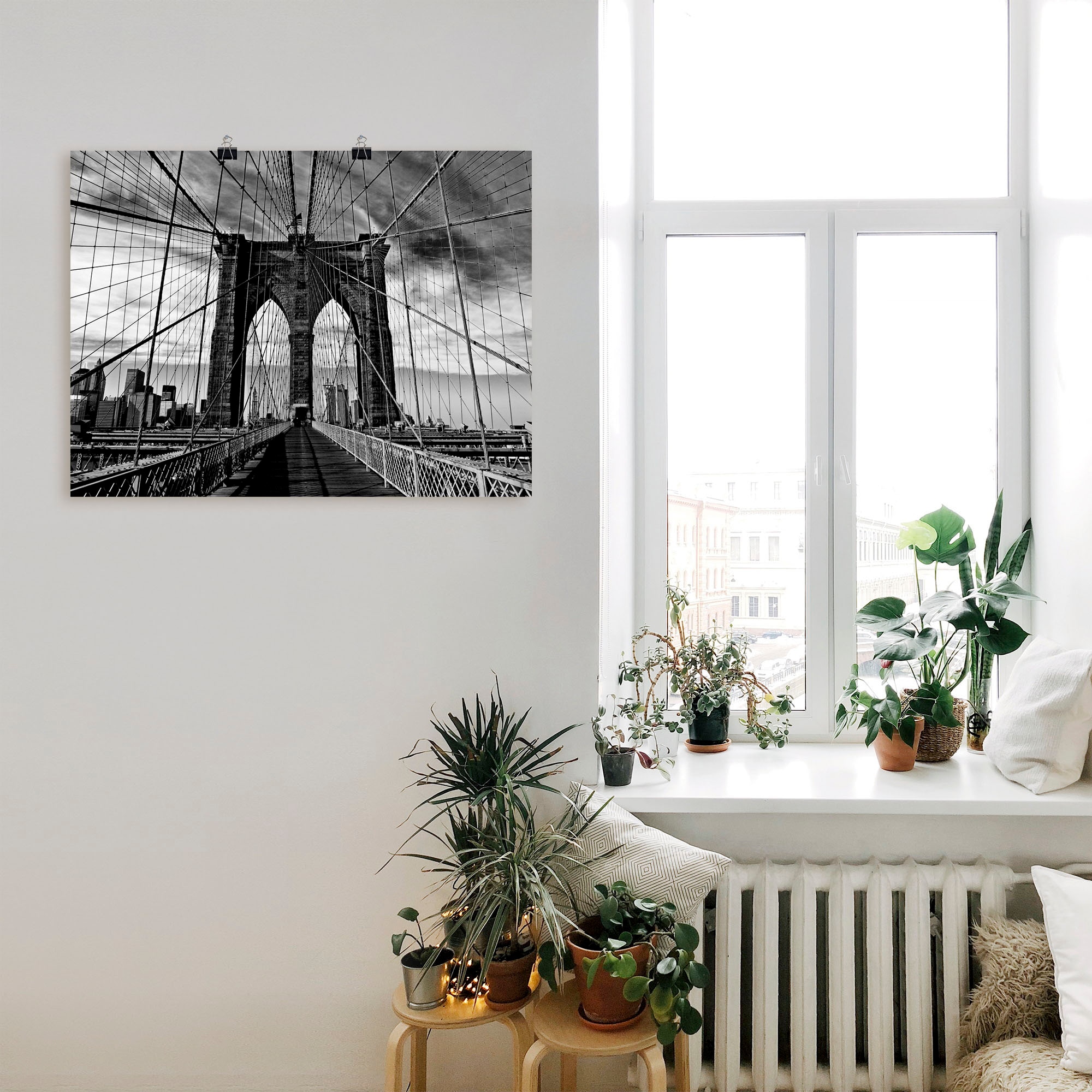 Artland Wandbild »Brooklyn Bridge - schwarz/weiss«, Brücken, (1 St.), als Alubild, Outdoorbild, Leinwandbild, Poster in verschied. Größen