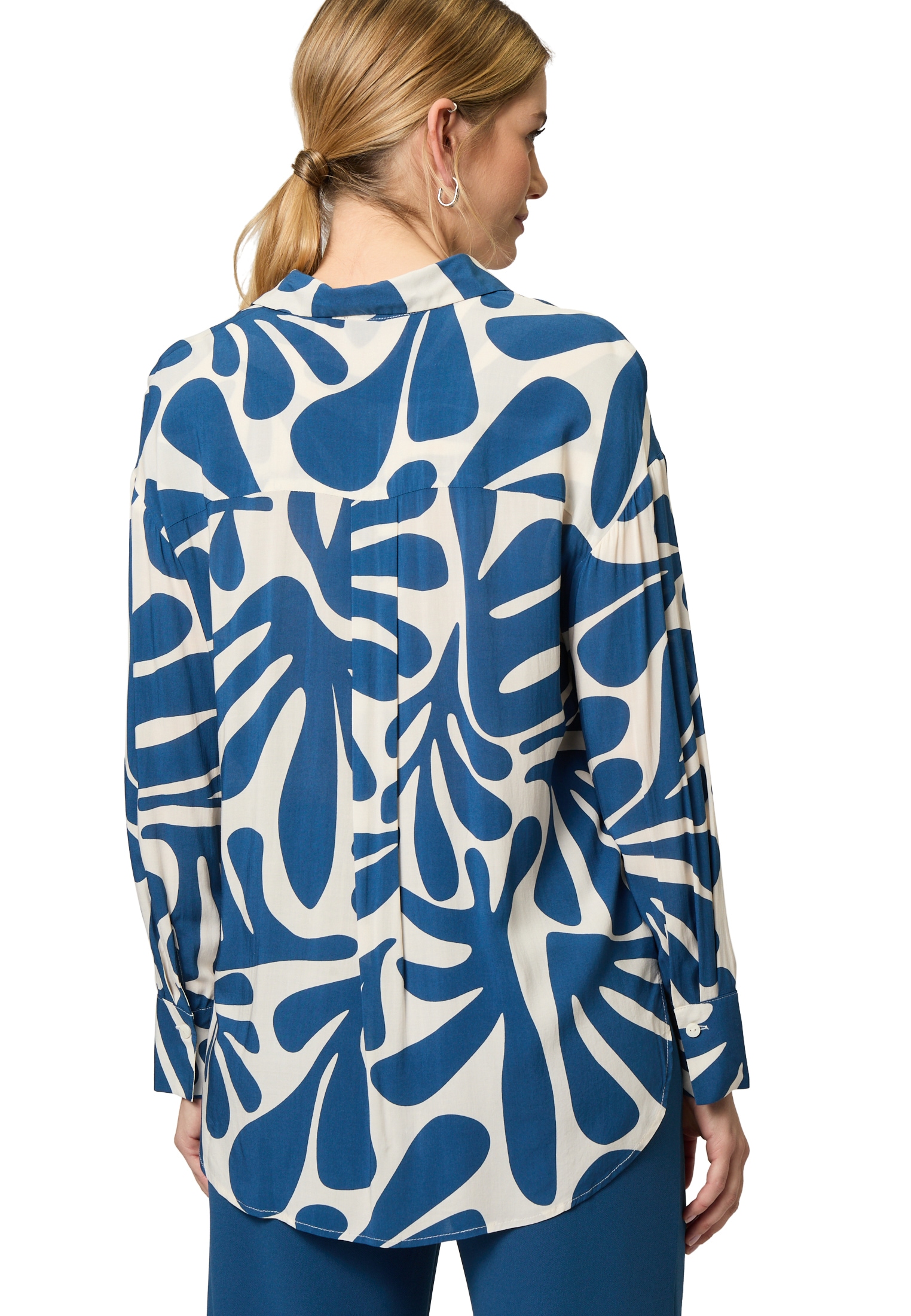 Zero Klassische Bluse »Oversized-Bluse mit Blattmuster«