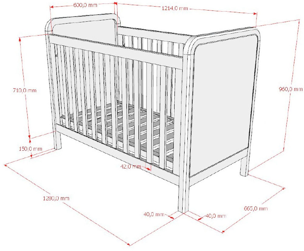 Vipack Babybett »Woods in klassiver Optik, wahlweise mit Rattan- oder Bouclé Optik« Eichenholz mit natürlichem Rattan oder Bouclé an Kopf- und Fußteil