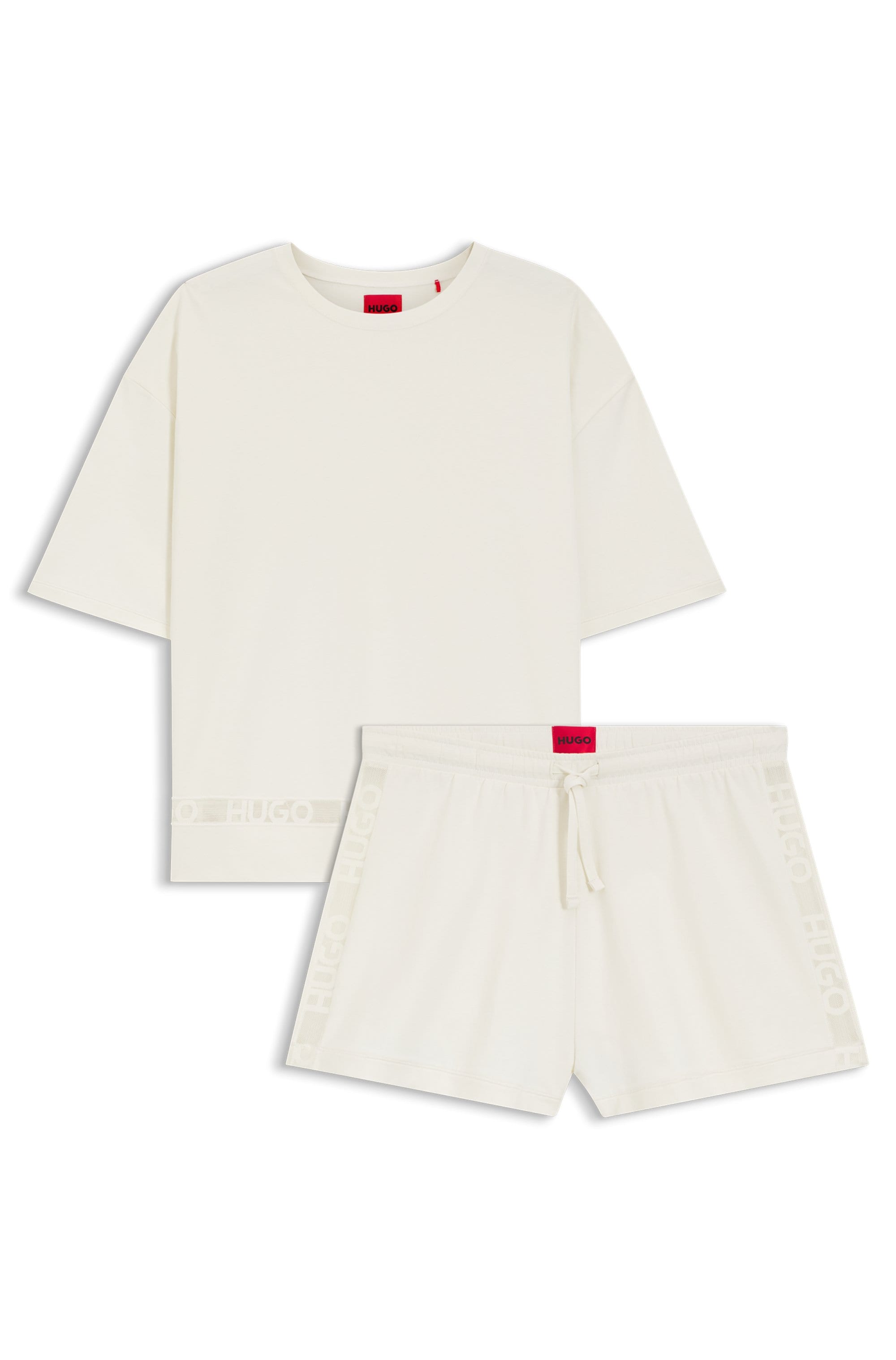 HUGO Underwear Pyjama »MESH LOGO SHORT-SET« Set, 2 Stretch-Baumwolle im Relaxed Fit