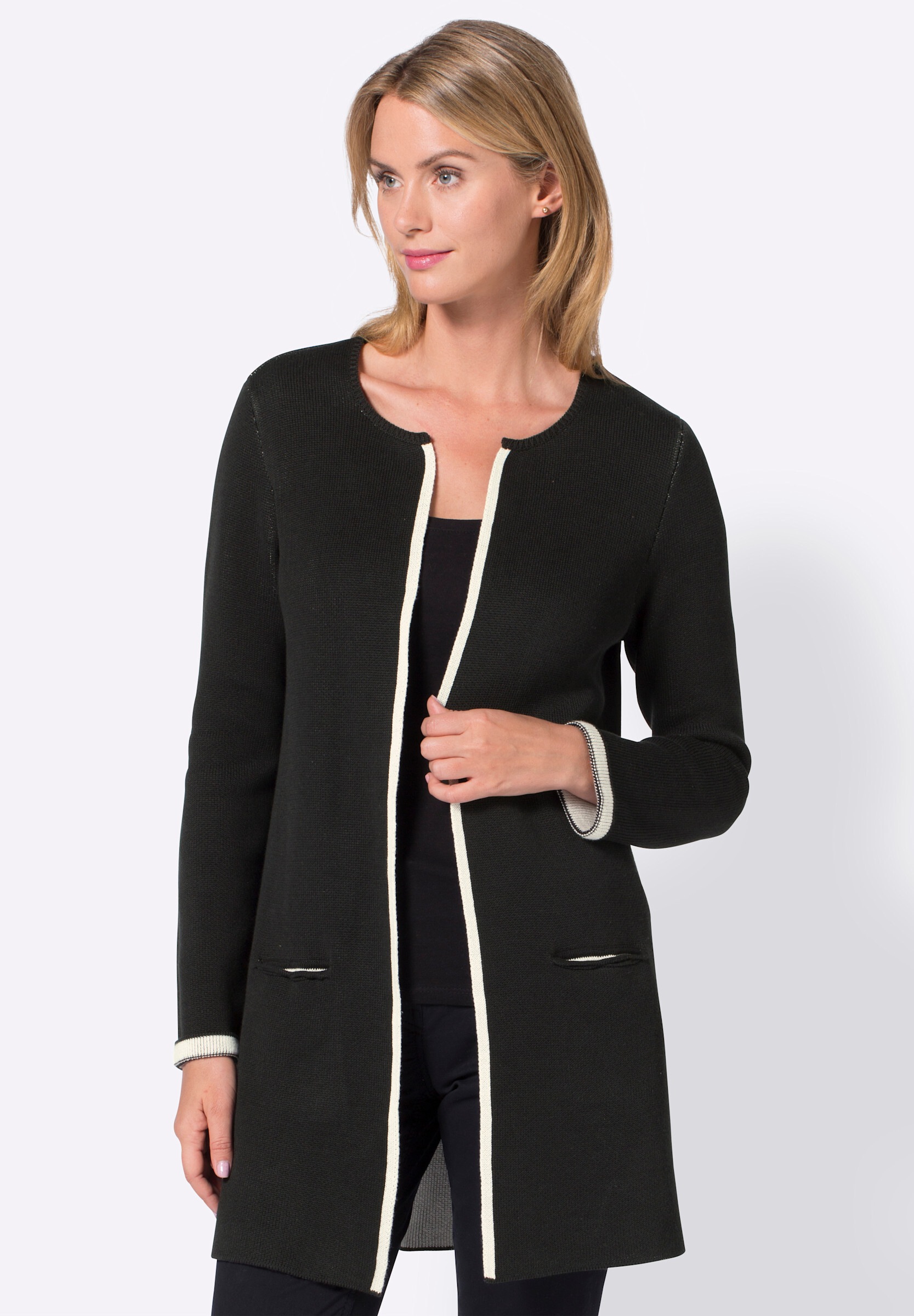 creation L Strickjacke »Strickjacke Strickjacke mit fixiertem Ärmelaufschlag«