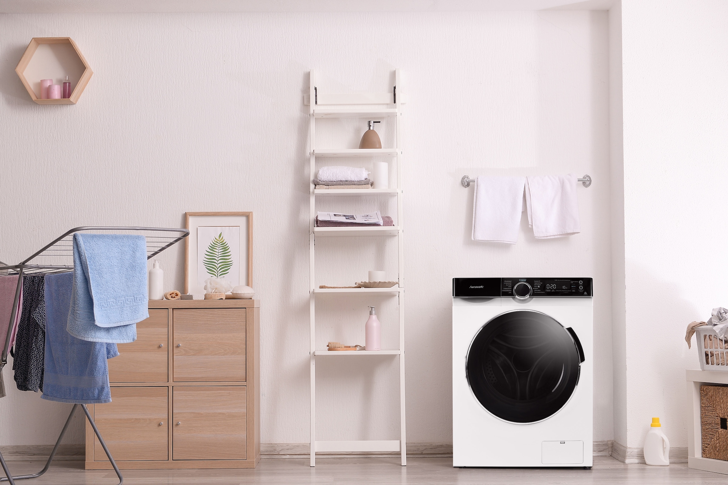 Hanseatic Waschmaschine »HWMK814A«, 8 kg, 1400 U/min, Mengenautomatik, Nachtwaschprogramm, Überlaufschutz, Dampfoption