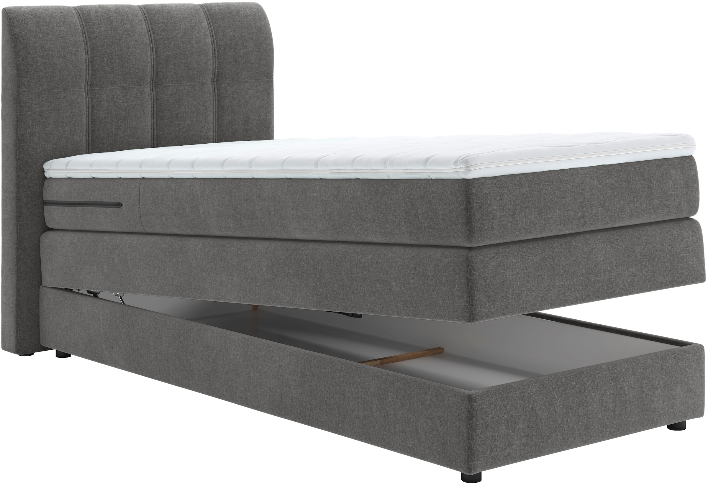 Home affaire Boxspringbett »FINJA mit Bettkasten, inkl. Bonnellfederkern-Matratze H3« besonders komfortable Liegehöhe, mit praktischem Bettkasten