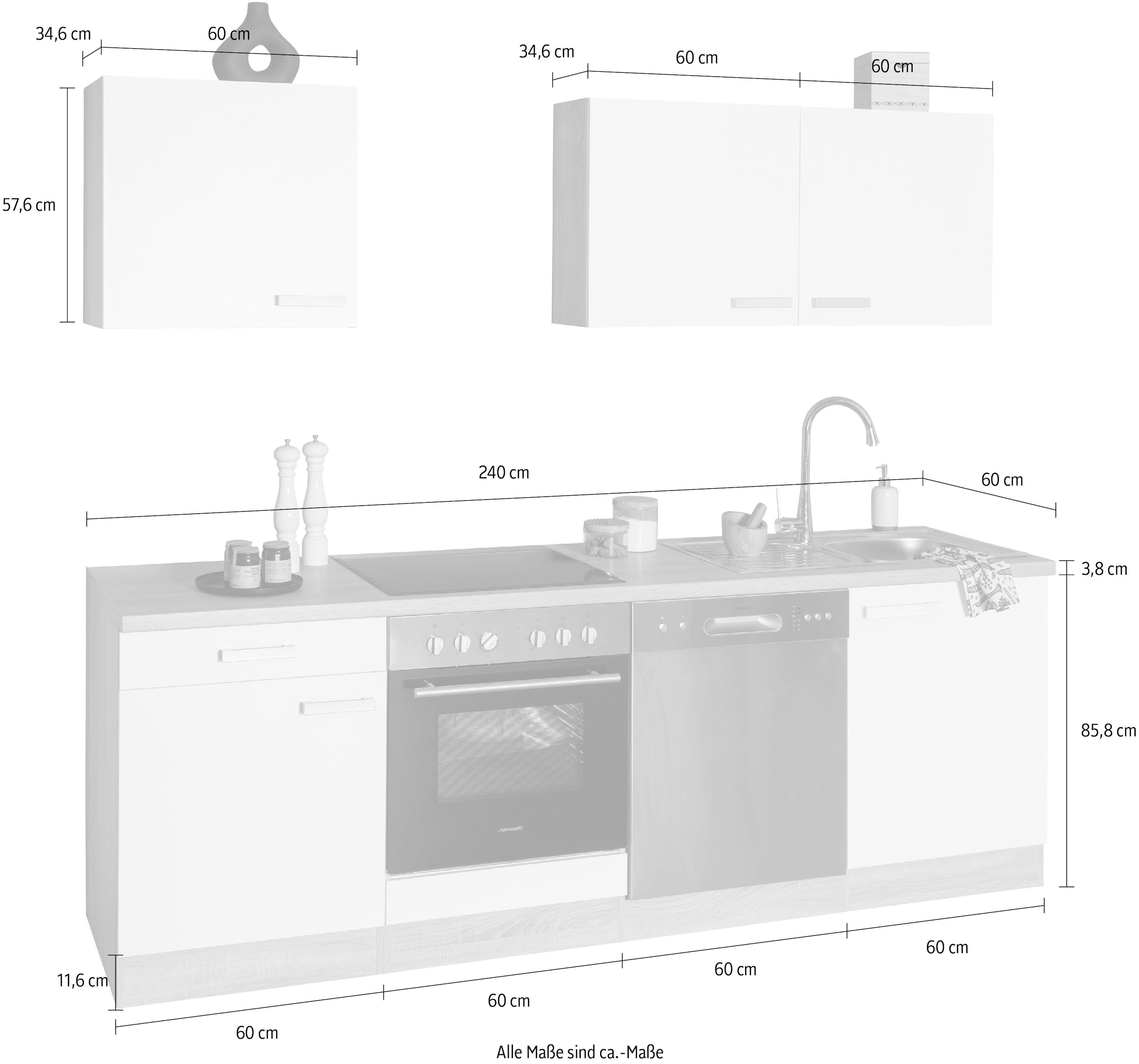 OPTIFIT Küchenzeile »Leer«, 240 OTTO HANSEATIC breit, cm Elektrogeräte kaufen der bei Marke inkl