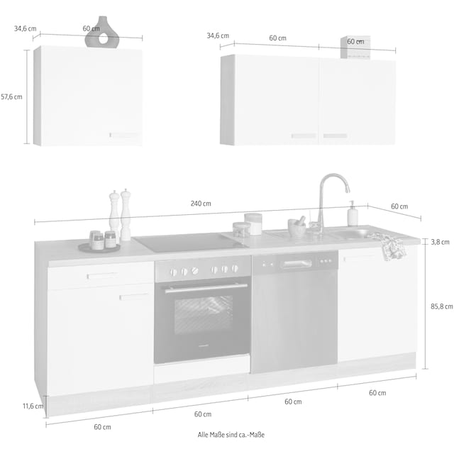 OPTIFIT Küchenzeile »Leer«, 240 cm breit, inkl. Elektrogeräte der Marke  HANSEATIC kaufen bei OTTO