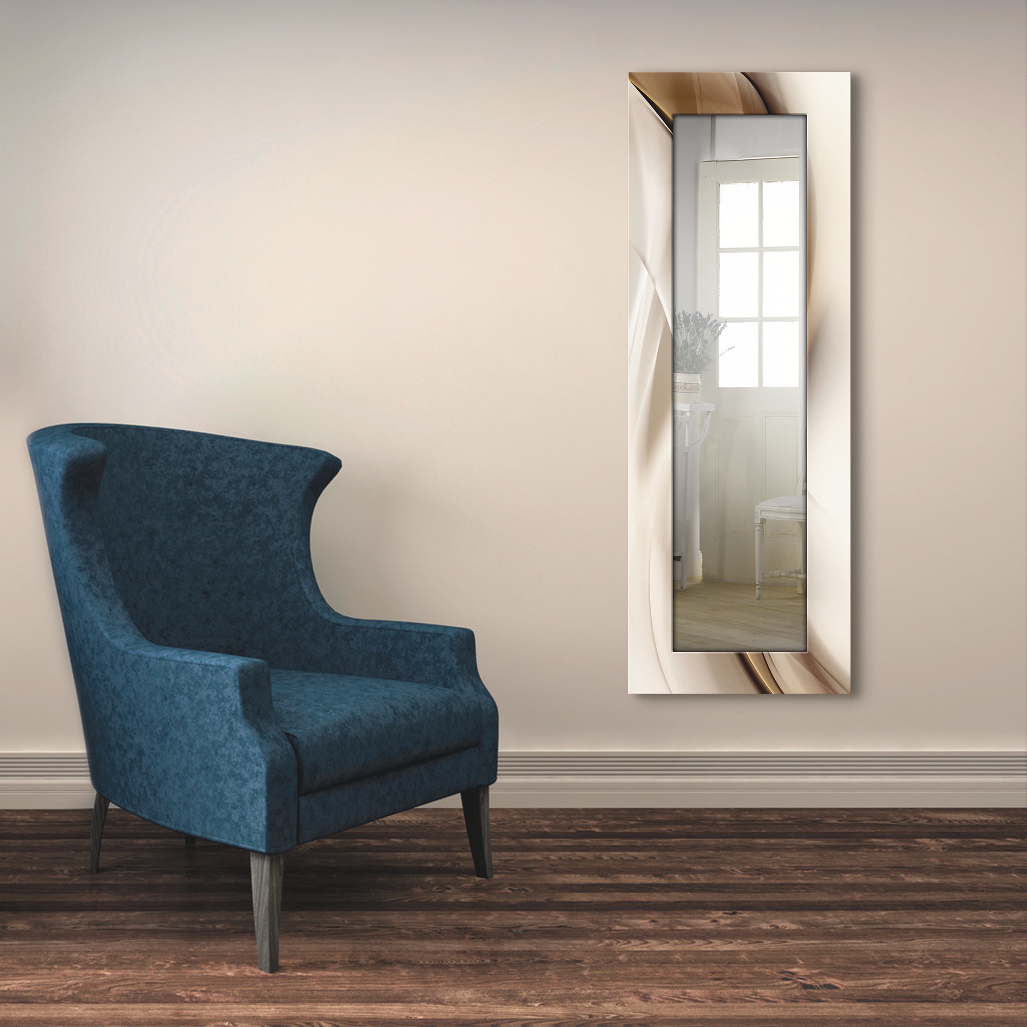 Artland Dekospiegel »Braune abstrakte Welle«, gerahmter Ganzkörperspiegel, Wandspiegel, mit Motivrahmen, Landhaus