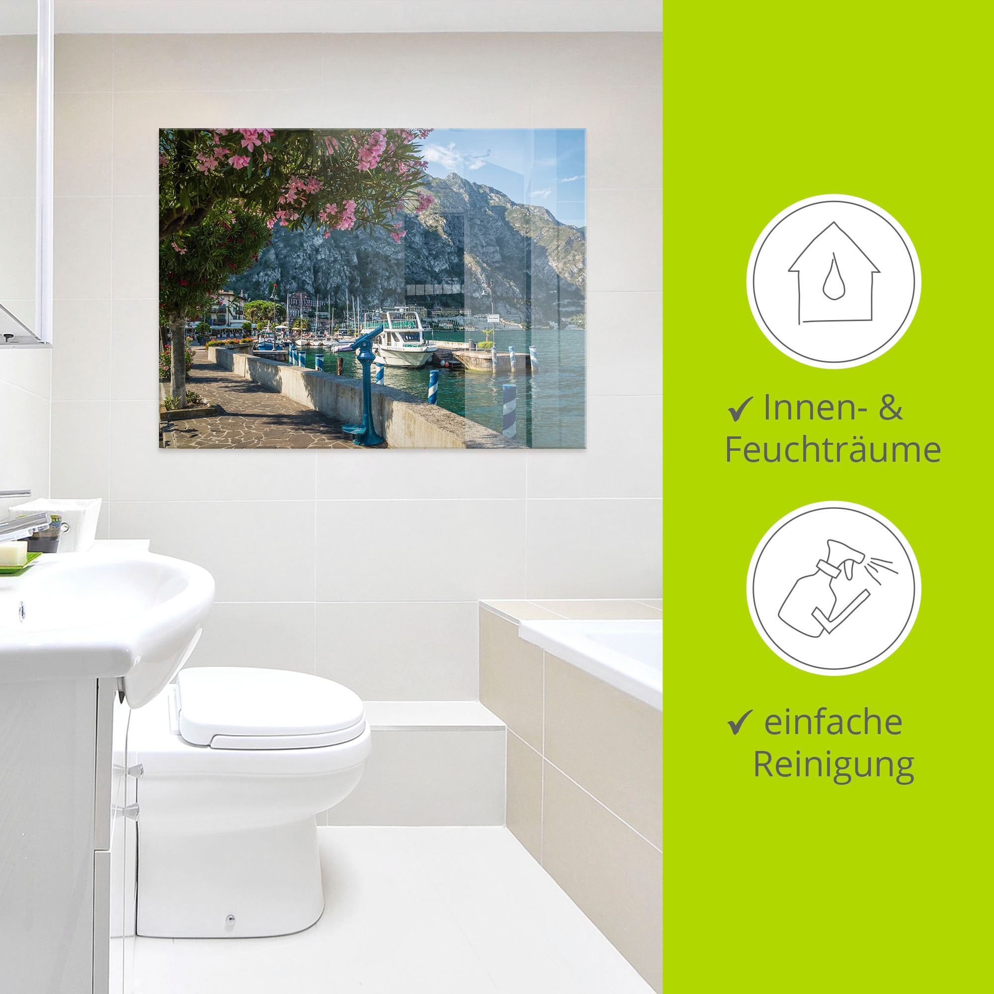 Artland Glasbild »Gardasee Hafen Limone sul Garda I« Europa 1 Stk. tlg. in verschiedenen Größen