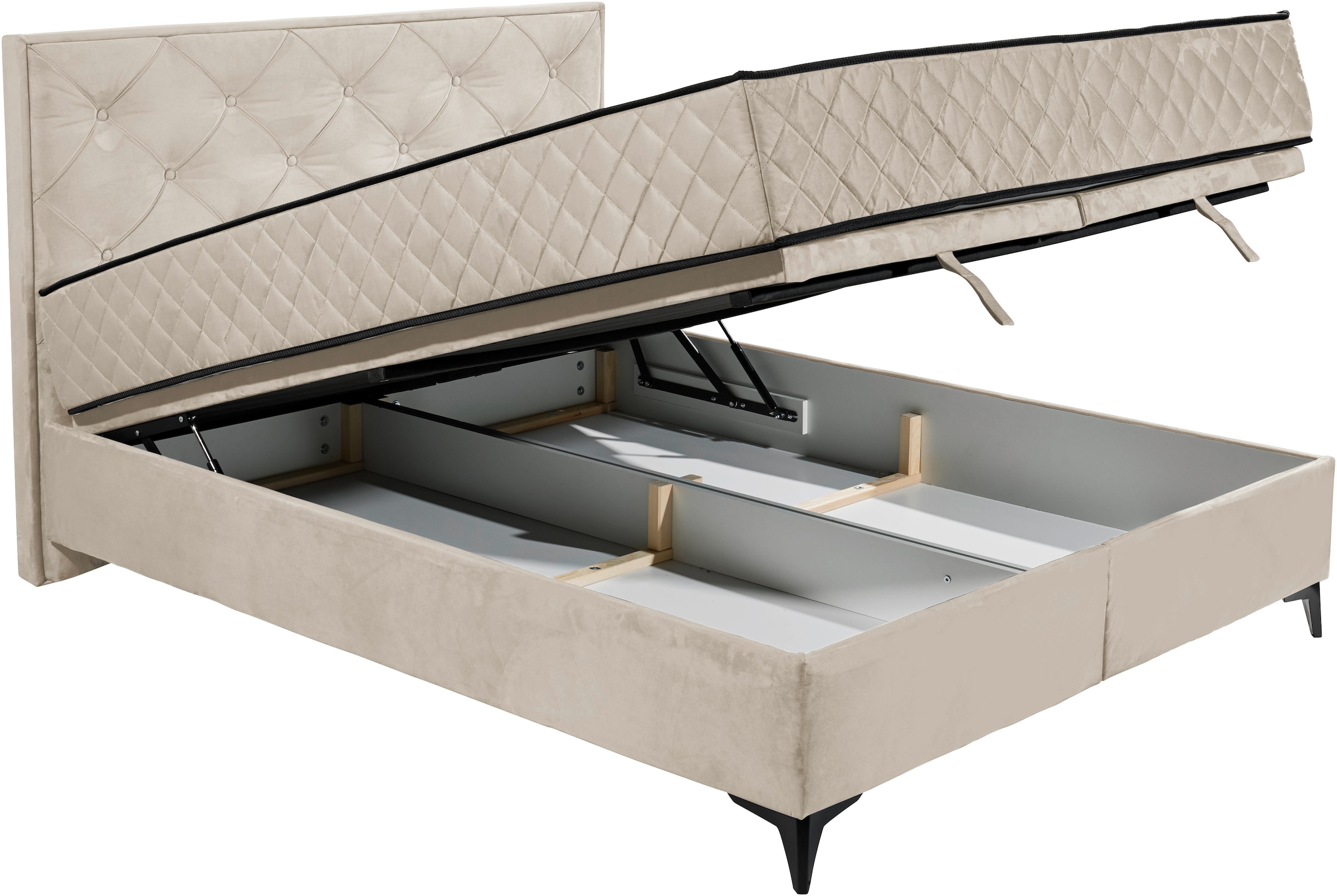 ED EXCITING DESIGN Boxbett »Monroe inkl. Bettkasten, erhältlich in den Breiten 160cm & 180cm«, Duo-Matratze - feste Seite mit Kokosmatte