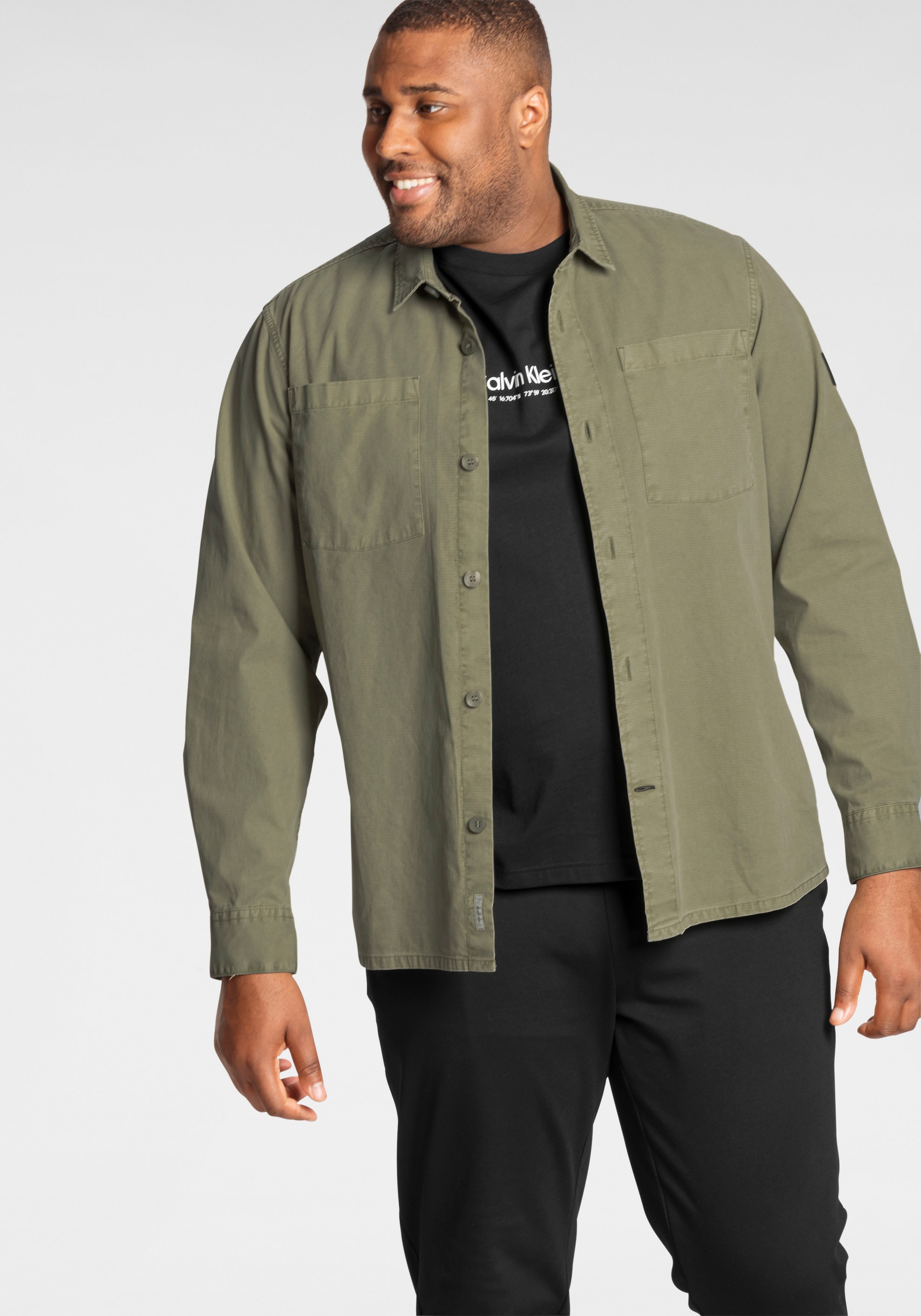 Calvin Klein Big&Tall Hemdjacke »BT-RIP STOP OVERSHIRT«