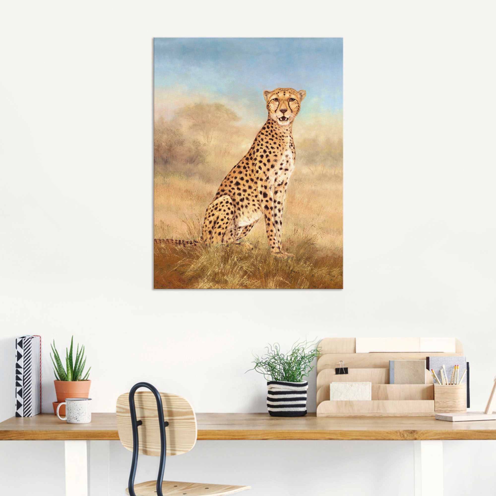 Artland Wandbild »Gepard Savanne«, Wildtiere, (1 St.), als Alubild, Outdoorbild, Leinwandbild in verschied. Größen