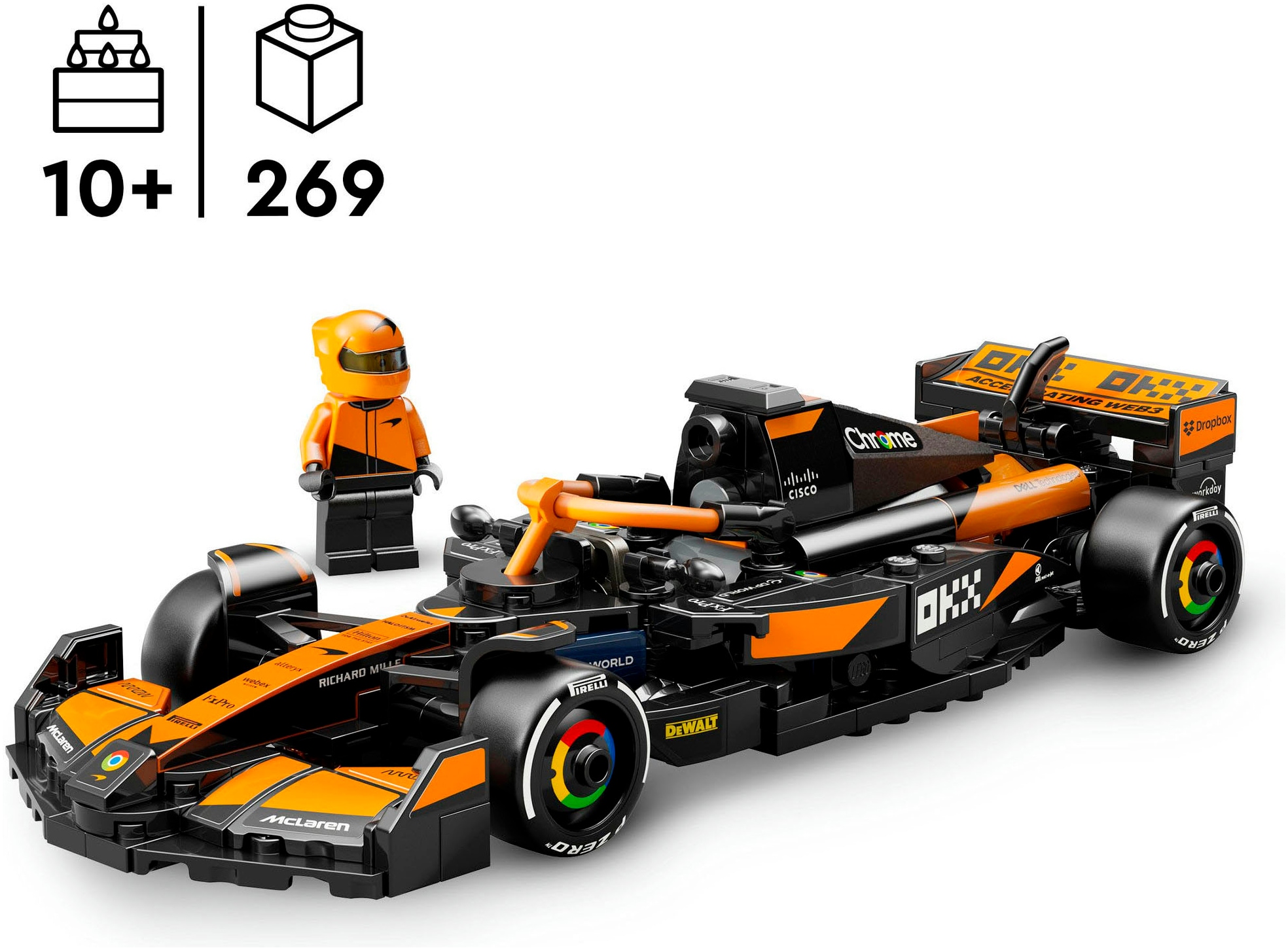 LEGO® Konstruktionsspielsteine »McLaren F1® Team MCL38 Rennauto (77251), LEGO® Speed Champions«, (269 St.), Made in Europe