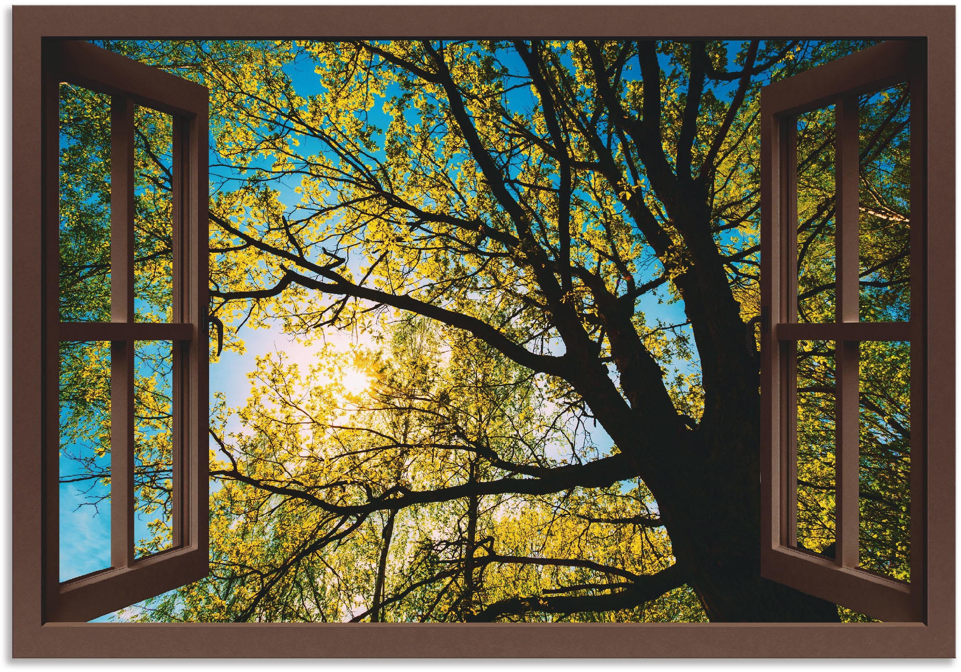 versch. (1 im Poster Wandbild OTTO Frühlingssonne kaufen in Baumbilder, als Leinwandbild, Alubild, Wandaufkleber »Fensterblick oder Online Baumkrone«, St.), Shop Artland Größen
