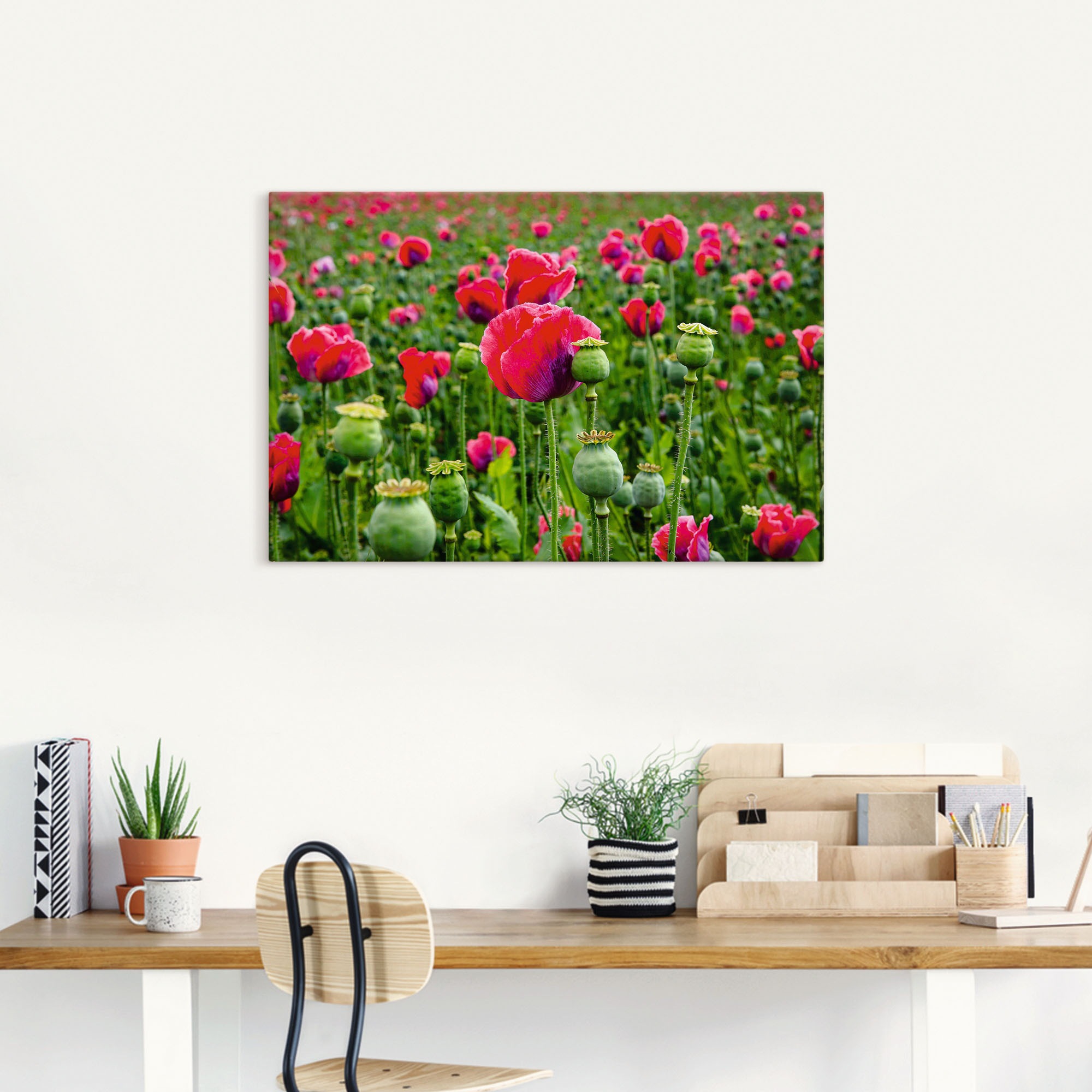 Artland Leinwandbild »Mohnblumen Nahaufnahme«, Blumenwiese, (1 St.), auf Keilrahmen gespannt