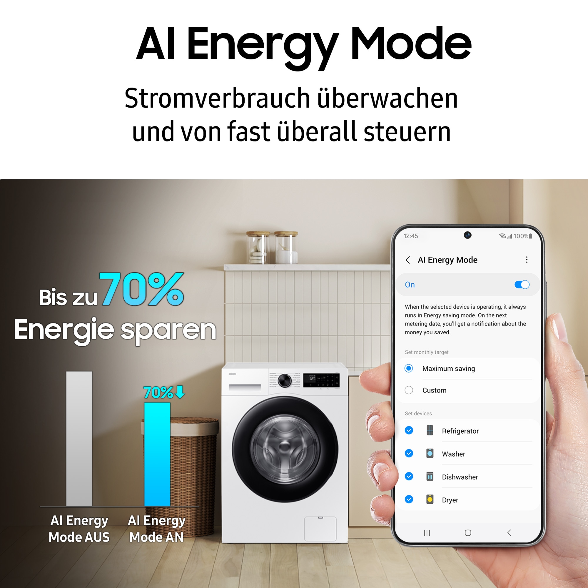 Samsung Waschmaschine WW5000F »WW1EFG5U34AEEG« 10 kg 1350 U/min AI Ecobubbleᵀᴹ - Effizient und schonend waschen