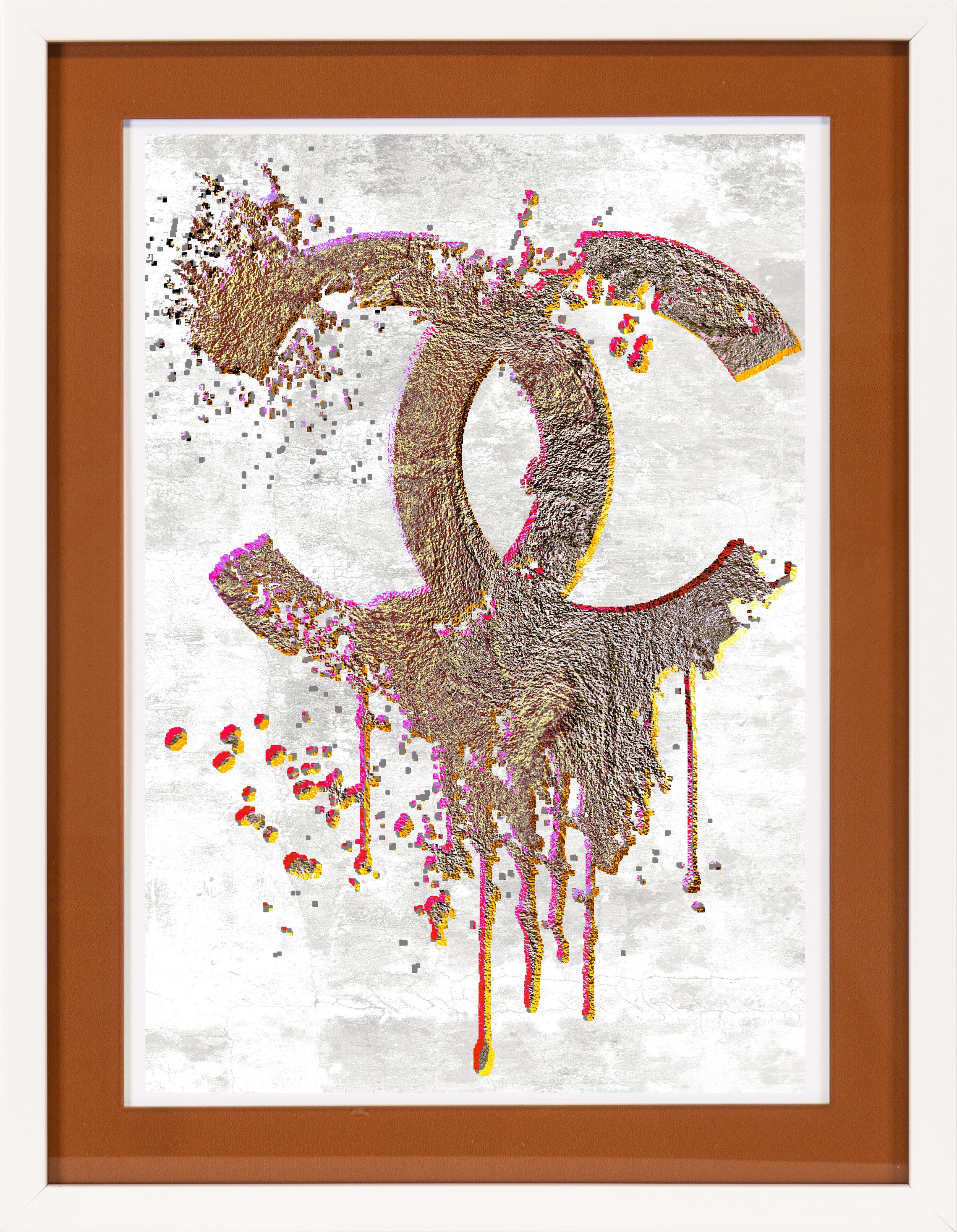 queence Bild mit Rahmen »Glitzer Logo«, Fashion, (1 St.), Poster mit buntem Acrylglas Passepartout