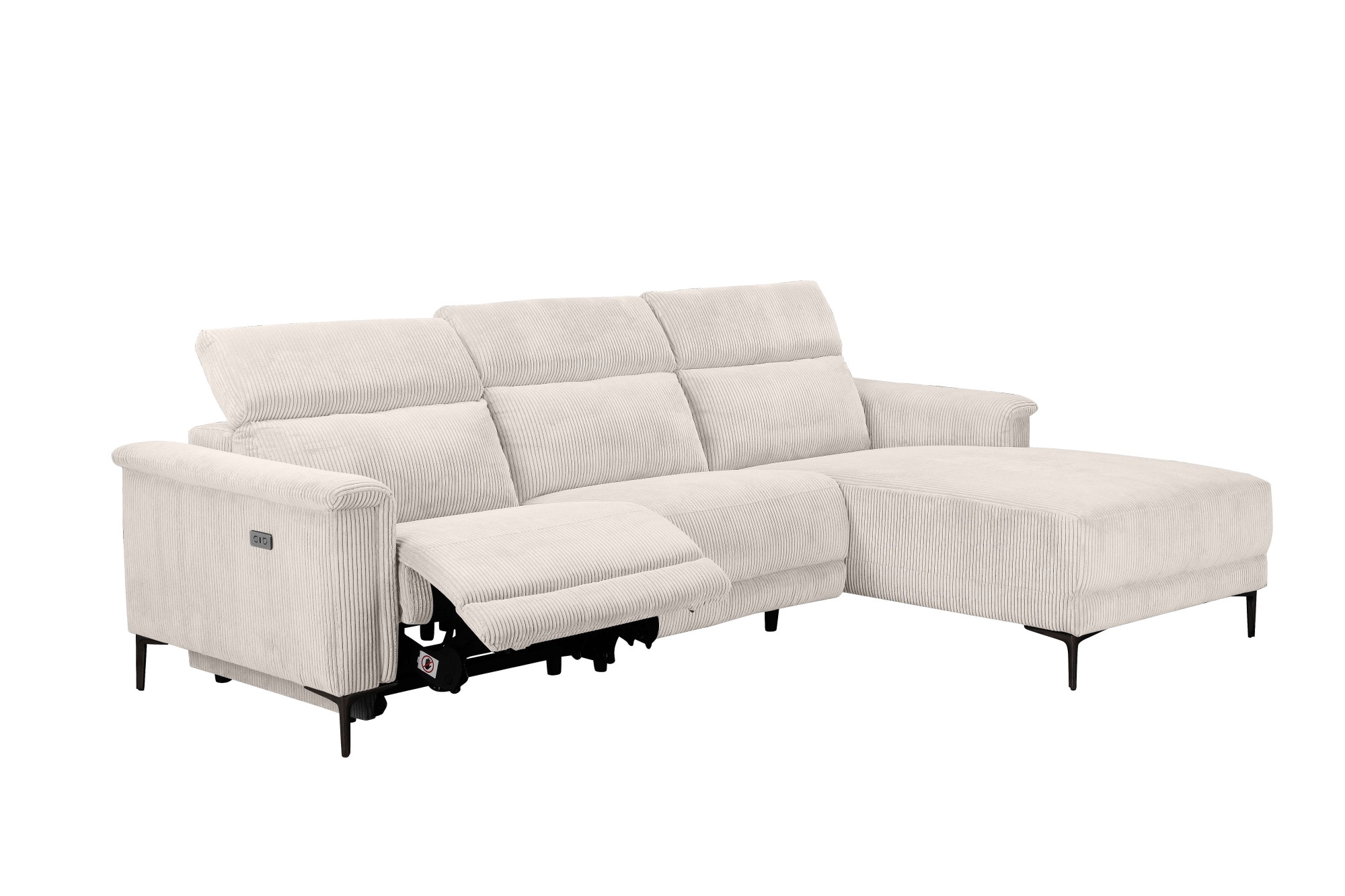 Home affaire Ecksofa »Lund in Cord, L-Form, 261 cm, manuelle und elektr. Relaxfunktion,«, USB-C und Kopfteilverstellung