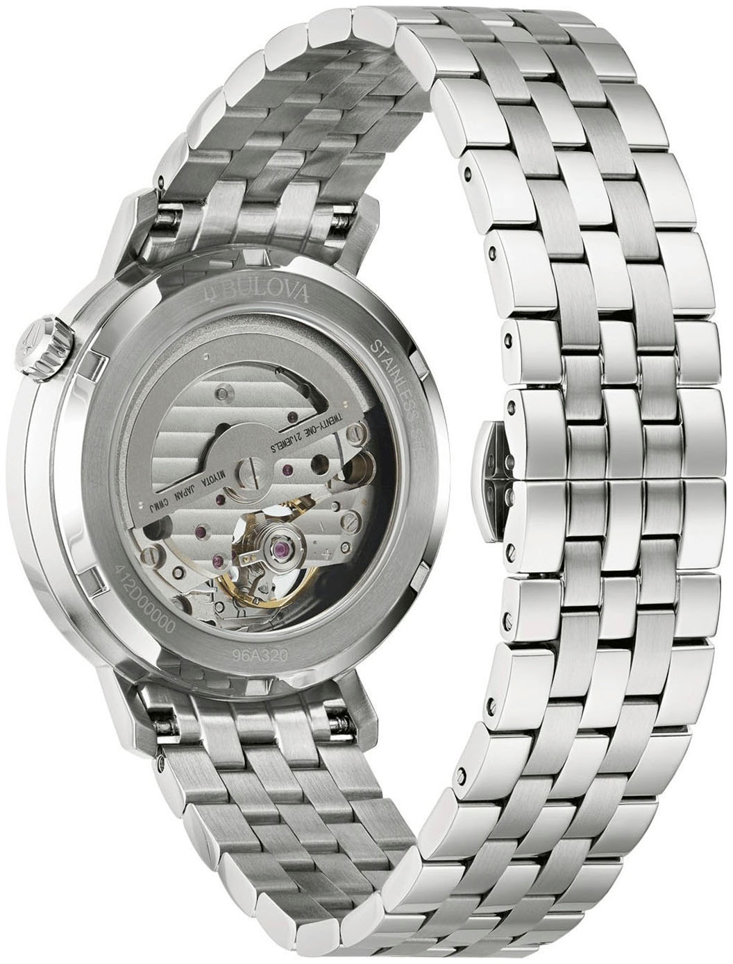 Bulova Automatikuhr, Armbanduhr, Herrenuhr, Mechanische Uhr, Edelstahlarmband, analog