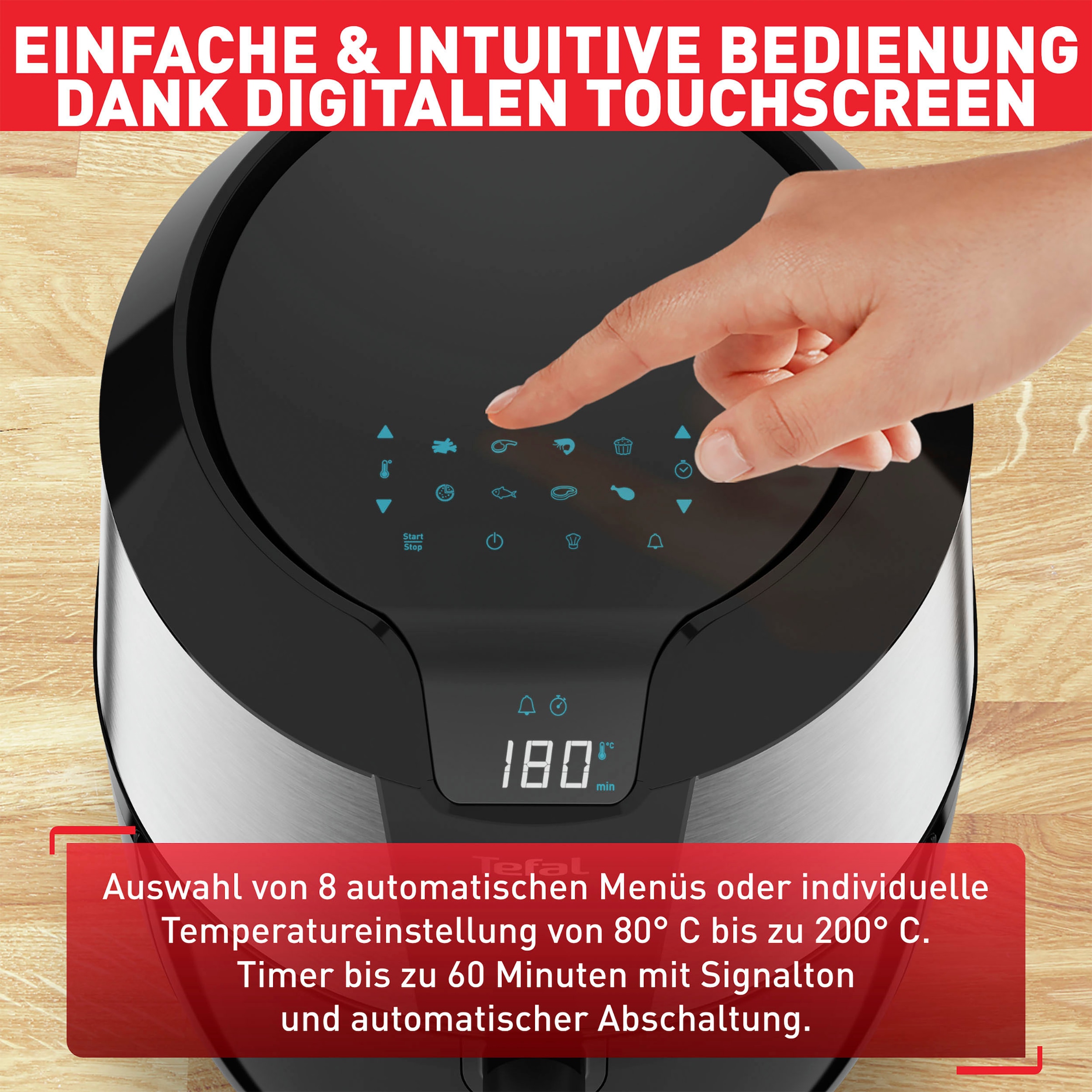 Tefal Heißluftfritteuse »EY701D.HERO Easy Fry XXL mit Zubehör-Set«, 1850 W, Fassungsvermögen 1,6 kg, Timer, 8 automatische Menüs