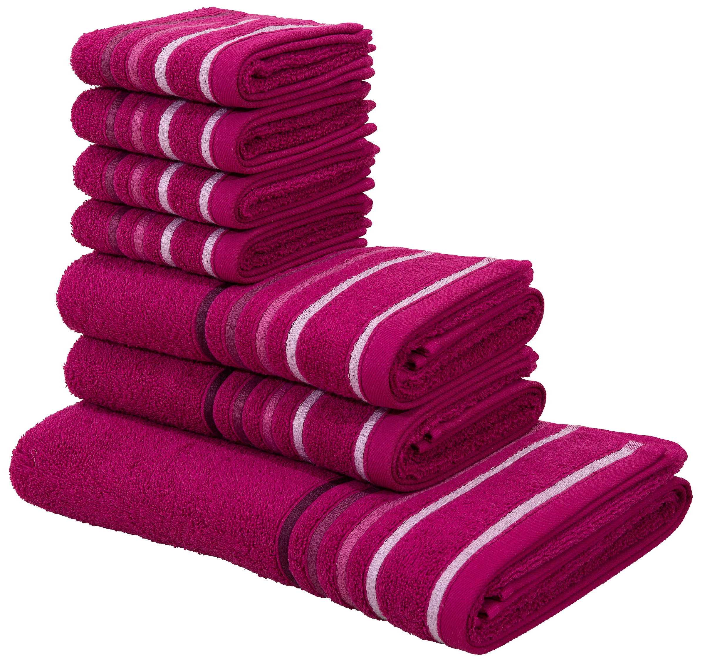 my home mehrfarbiger aus 7 Set Baumwolle Handtuch bei Streifenbordüre, Handtuchset mit tlg., bestellen OTTO 100% »Niki«, Set, Walkfrottee