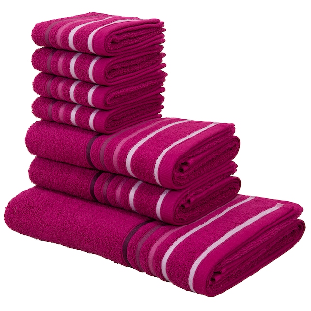 my home Handtuch Set »Niki«, Set, 7 tlg., Walkfrottee, Handtuchset mit  mehrfarbiger Streifenbordüre, aus 100% Baumwolle bestellen bei OTTO
