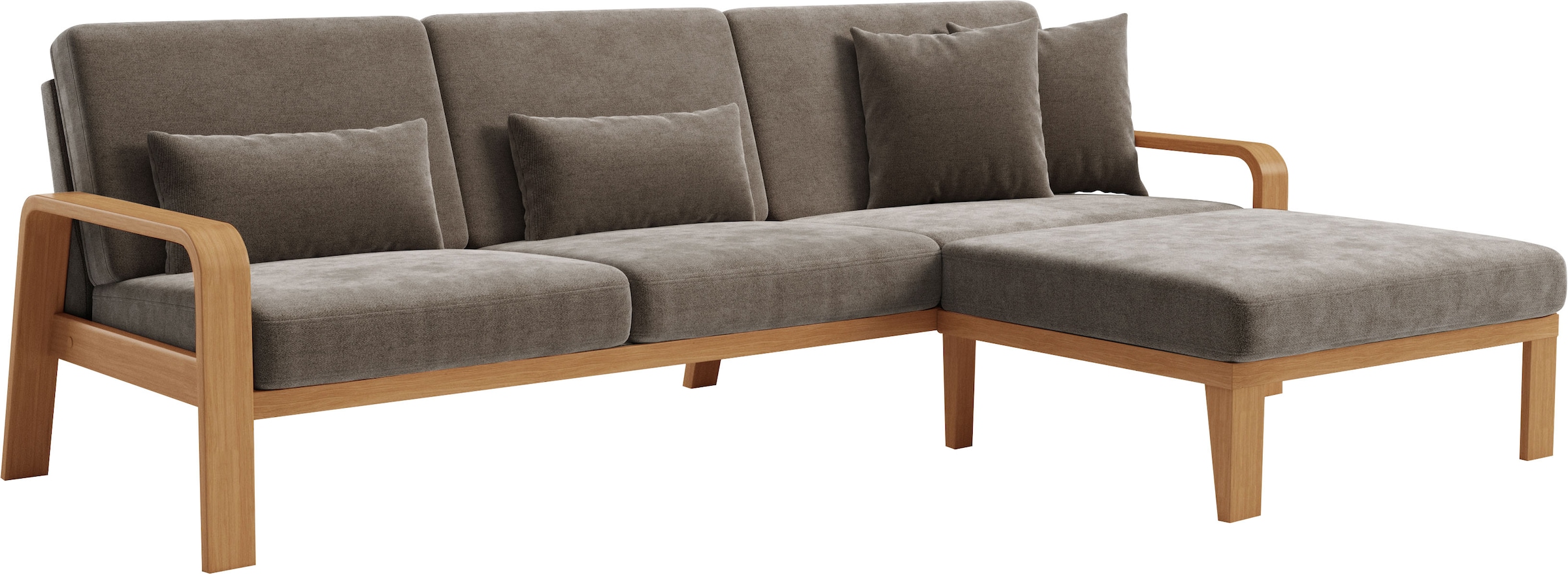 sit&more Ecksofa »Kolding L-Form«, Armlehnen aus eichefarbigem Buchenholz, verschiedene Bezüge und Farben