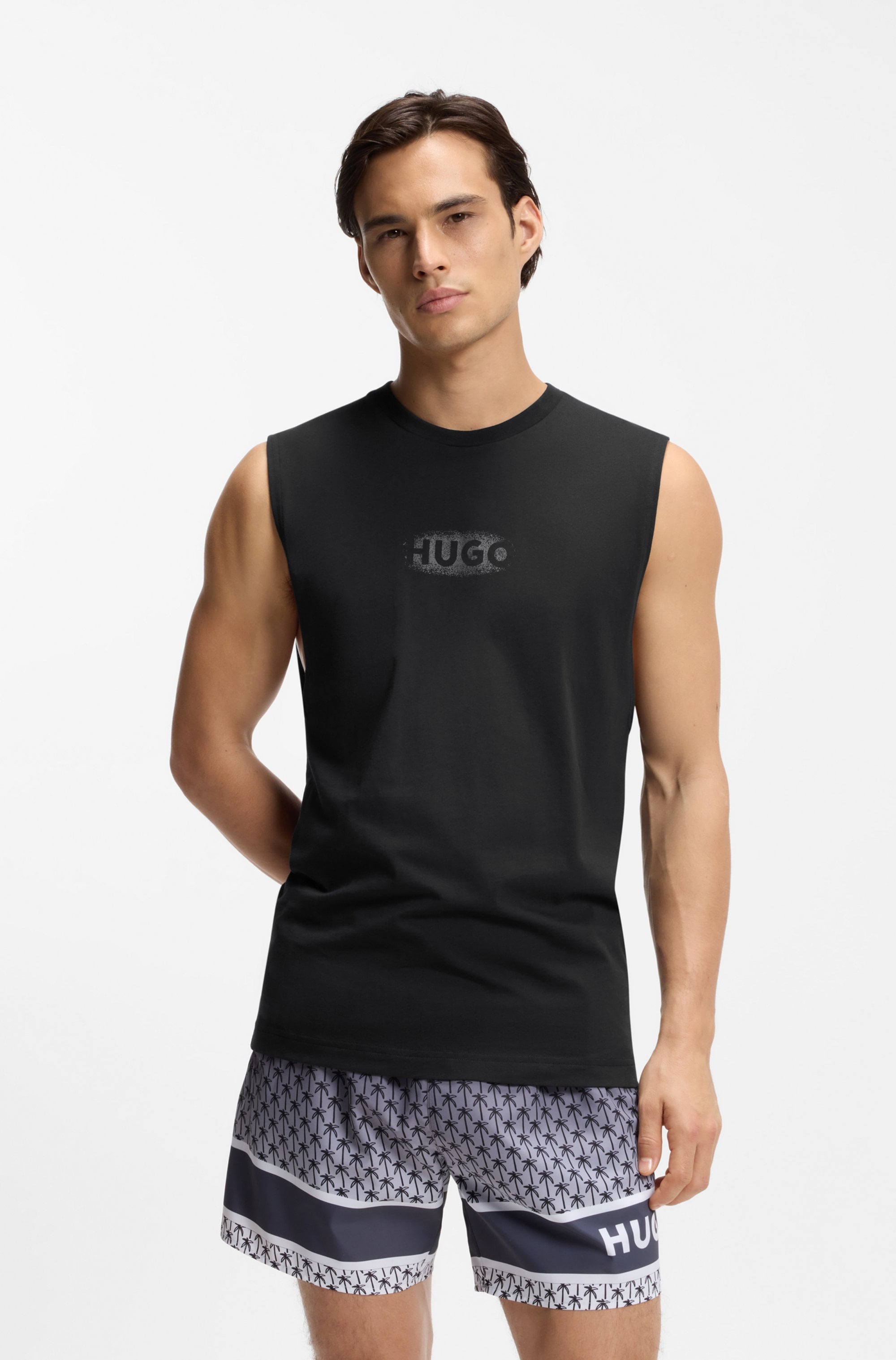 HUGO Underwear Tanktop aus Baumwoll-Jersey mit Logo-Print