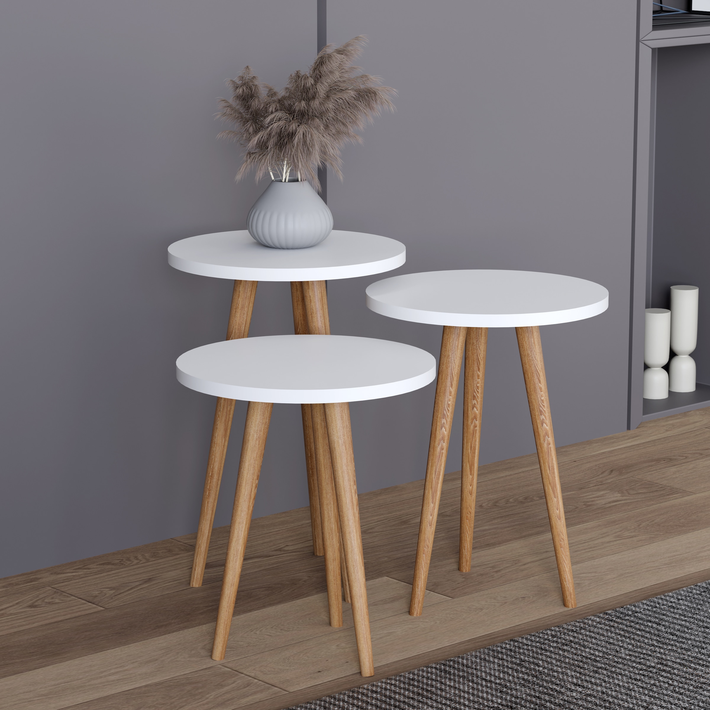 VCM Couchtisch »Barilo« 3-tlg. Set Beistelltisch | Maße ca. H. 42/47/52 x B. 34 x T. 34 cm