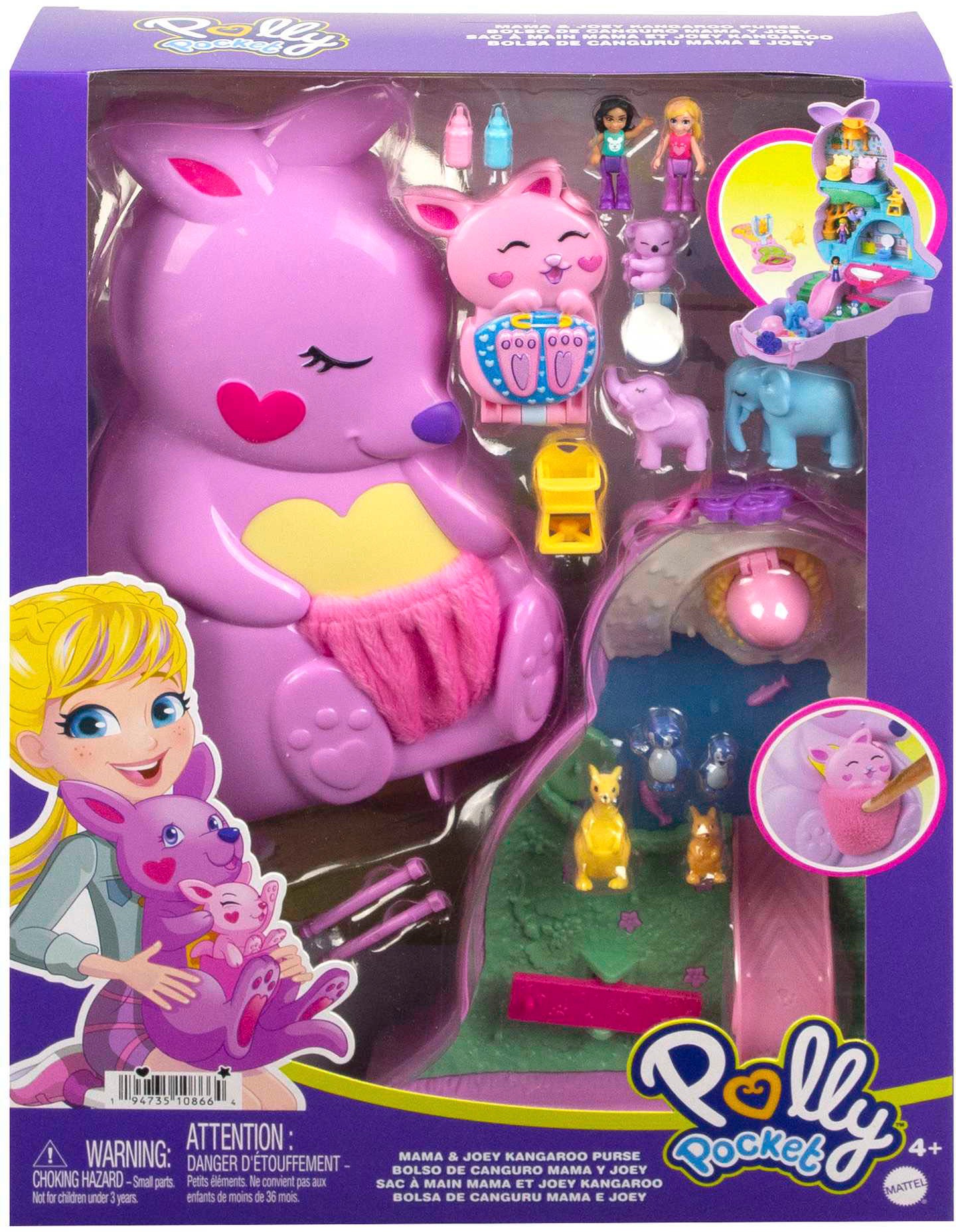 Polly Pocket Spielwelt »Mama und Joey Känguru Tasche«, mit 2 Puppen