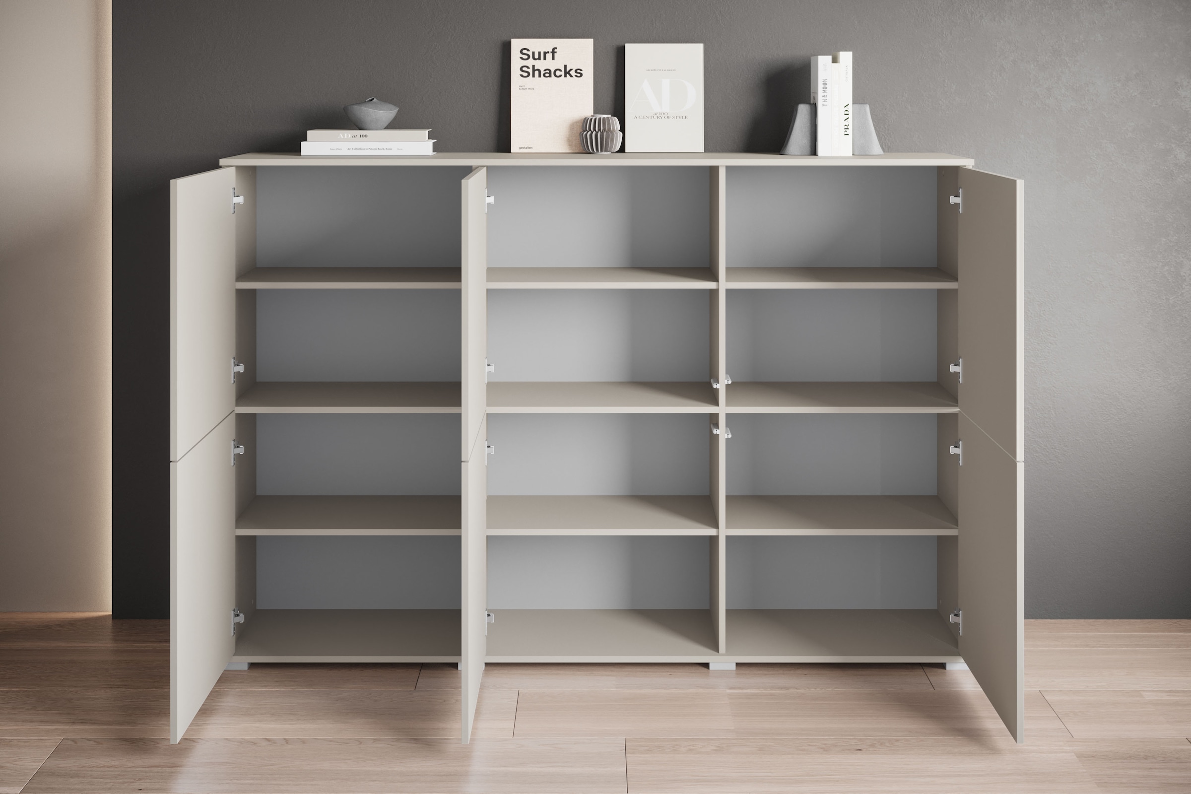 INOSIGN Highboard »Kenia, moderne grifflose Hochkommode mit 6 Türen, Breite 180 cm« 1 Stk. tlg. Push-to-Open-Fronten, höhenverstellbaren Einlegeböden