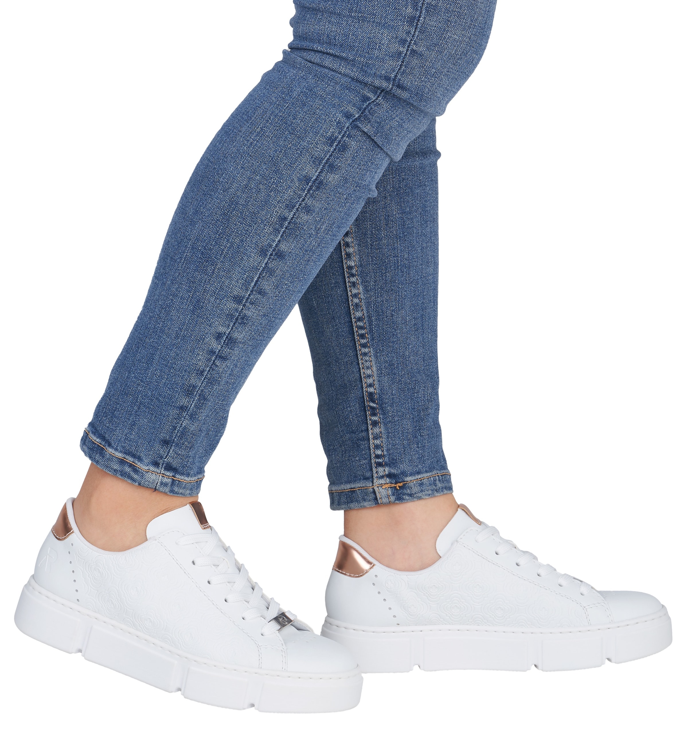 Rieker Plateausneaker  mit metallicfarbenen Akzenten, Freizeitschuh, Halbschuh, Schnürschuh