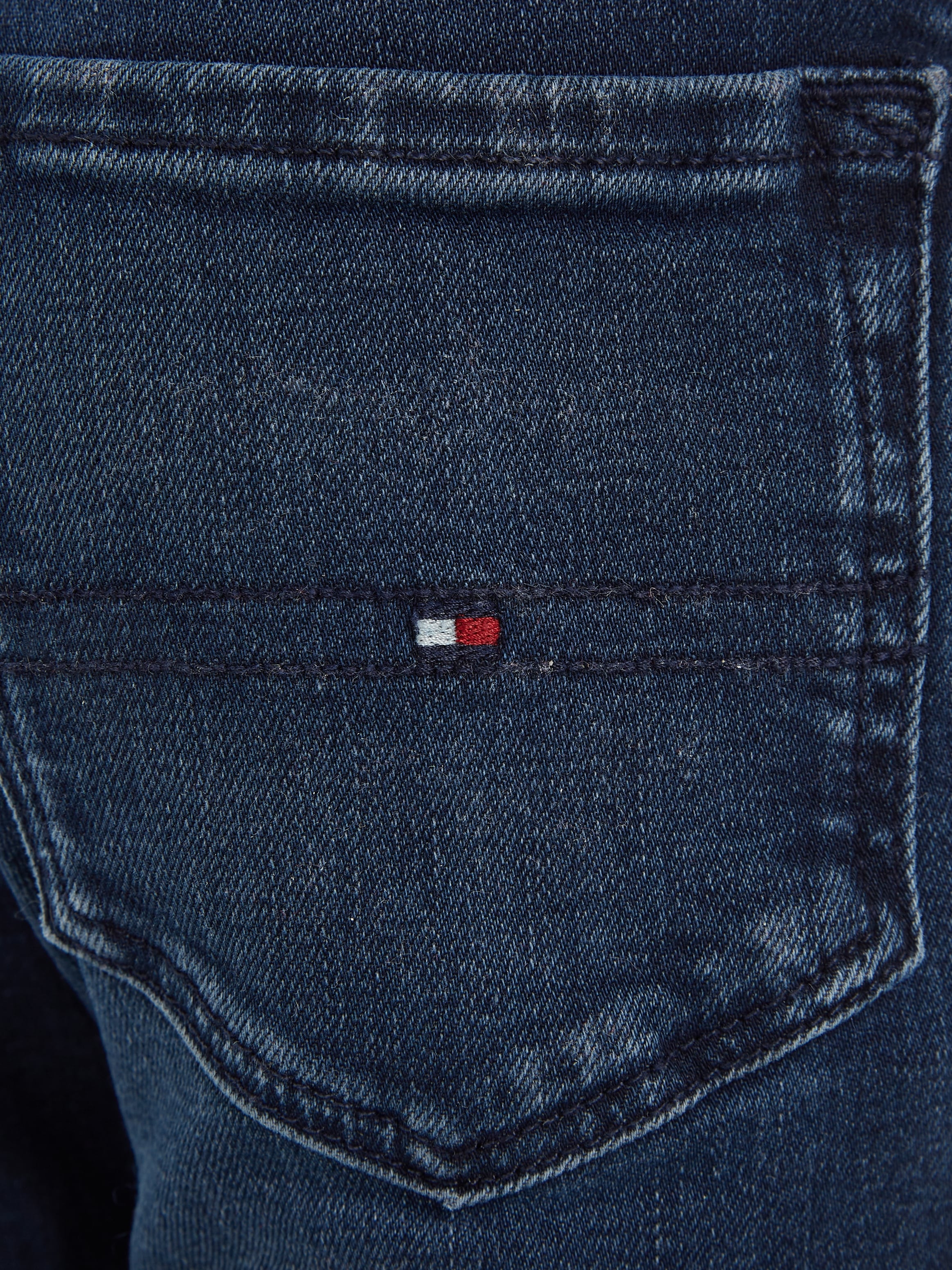 Tommy Hilfiger Straight-Jeans Leder-Brandlabel MiniMe,mit Bund am »SCANTON Y kaufen Kinder bei DARK hinteren OTTO Junior Kids BLUE«