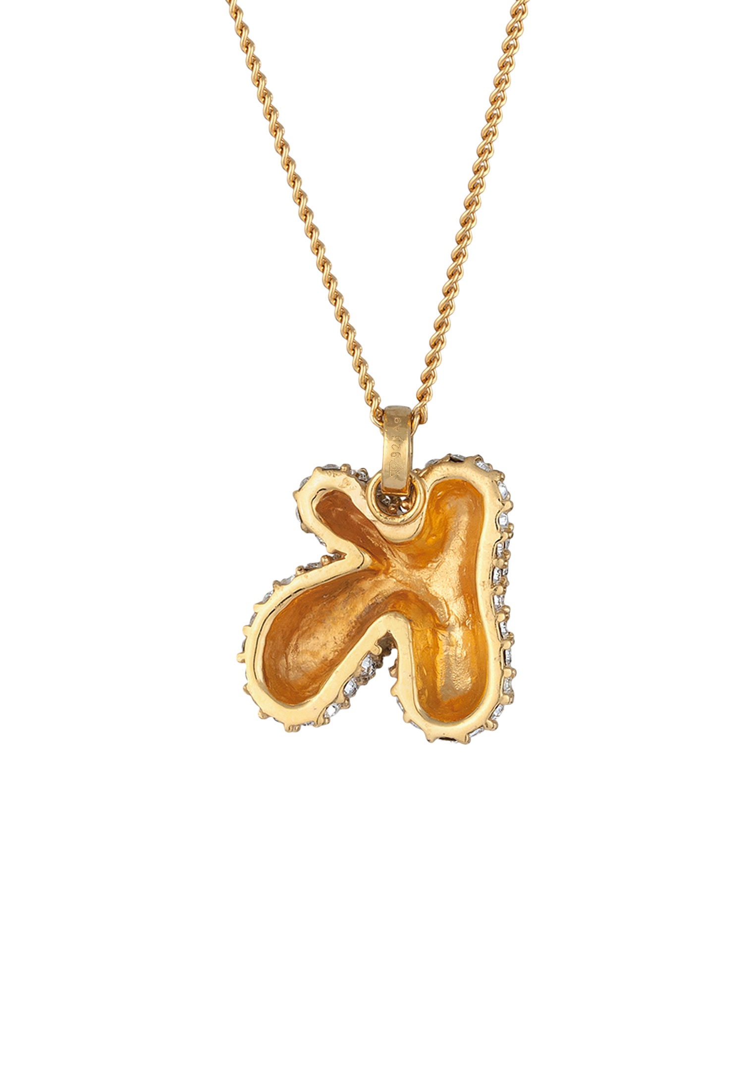 Elli Kette mit Anhänger »Halskette Buchstabe K Glas Kristalle Weiß 925 Sterling Silber vergoldet«