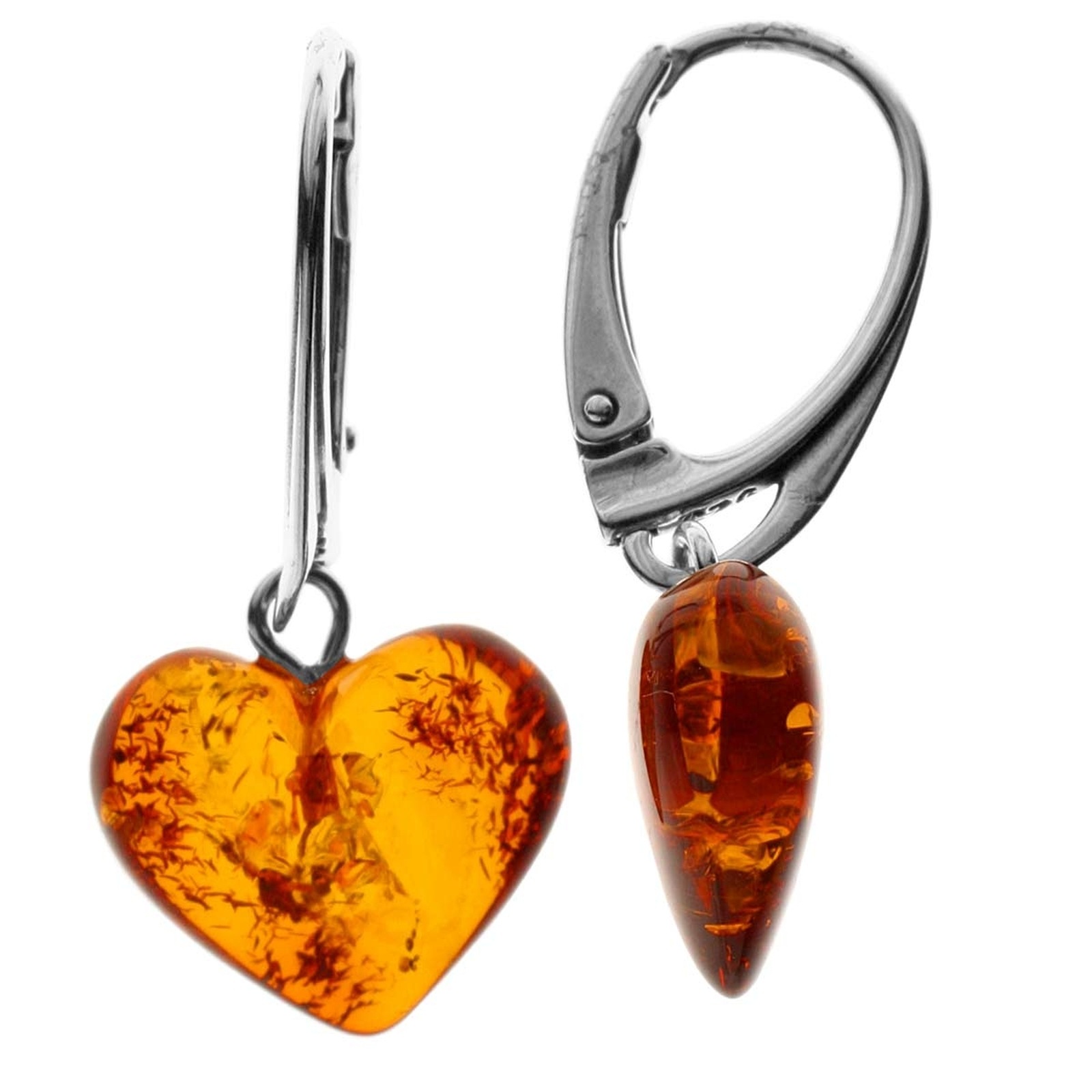 OSTSEE-SCHMUCK Paar Ohrhänger »- Herz - Silber 925/000 - Bernstein«