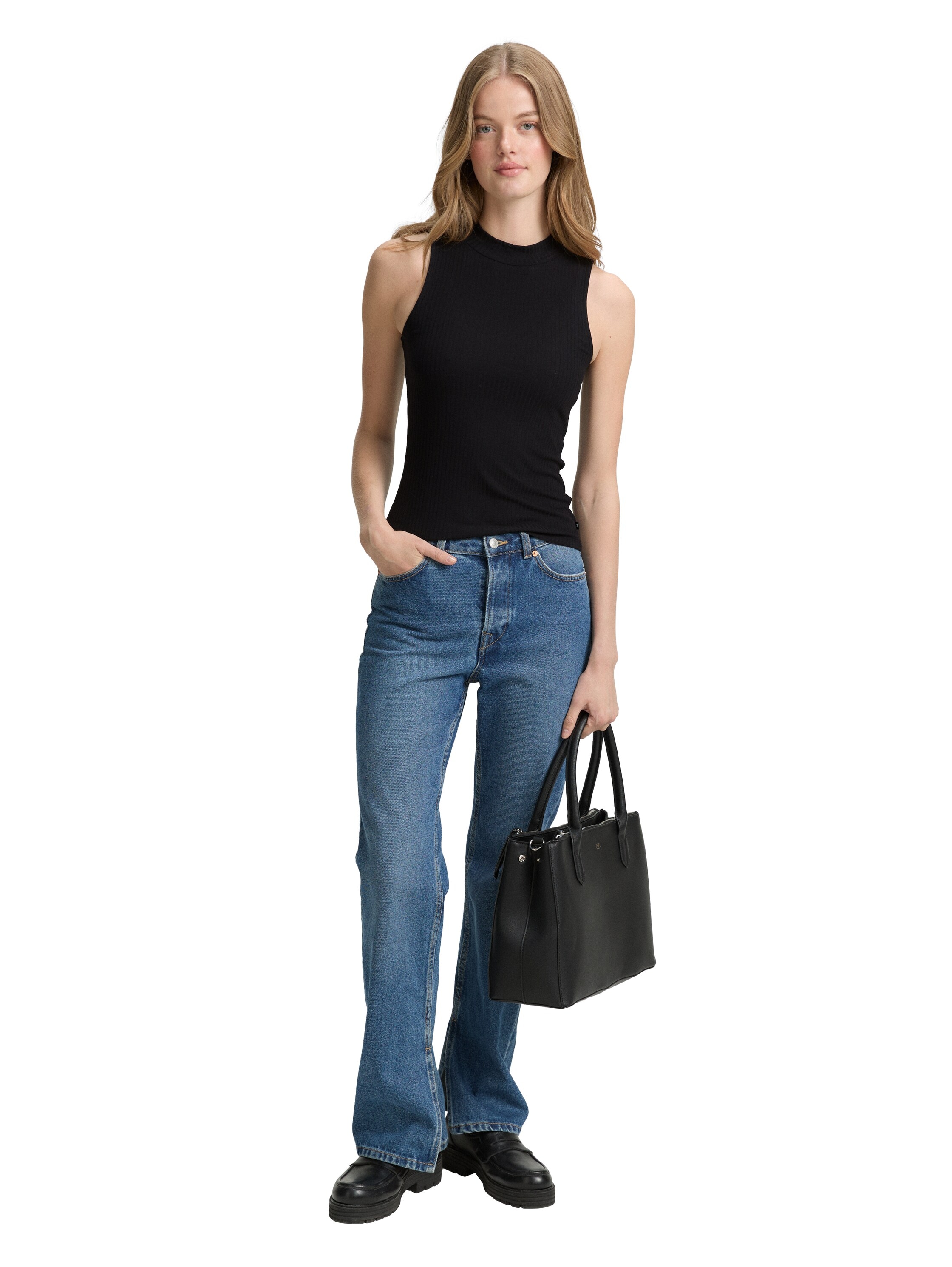 TOM TAILOR Denim T-Shirt, mit Rippstruktur