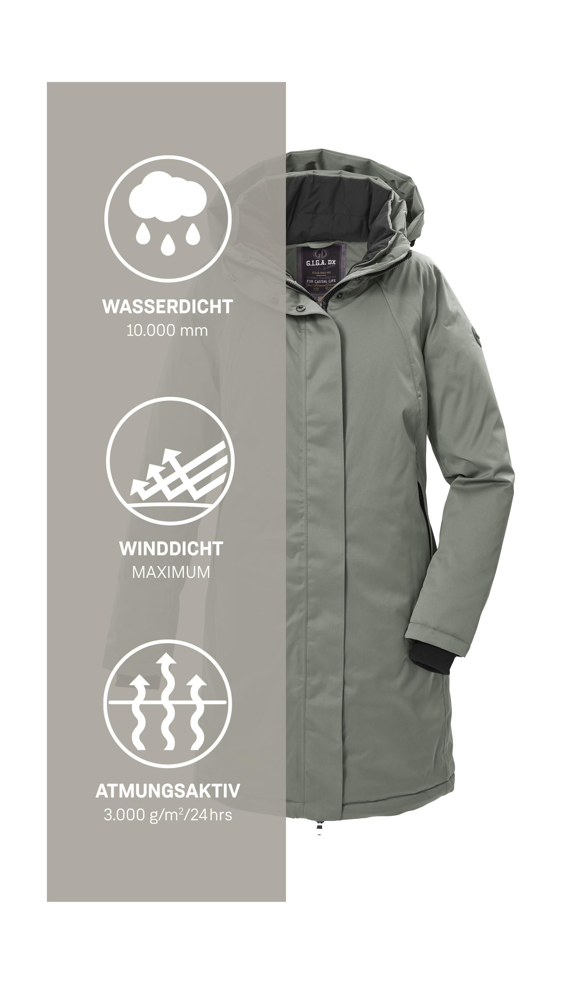G.I.G.A. DX by killtec Parka »GW 93 WMN PRK«, wasserdicht, atmungsaktiv, 2-Wege-Reißverschluss