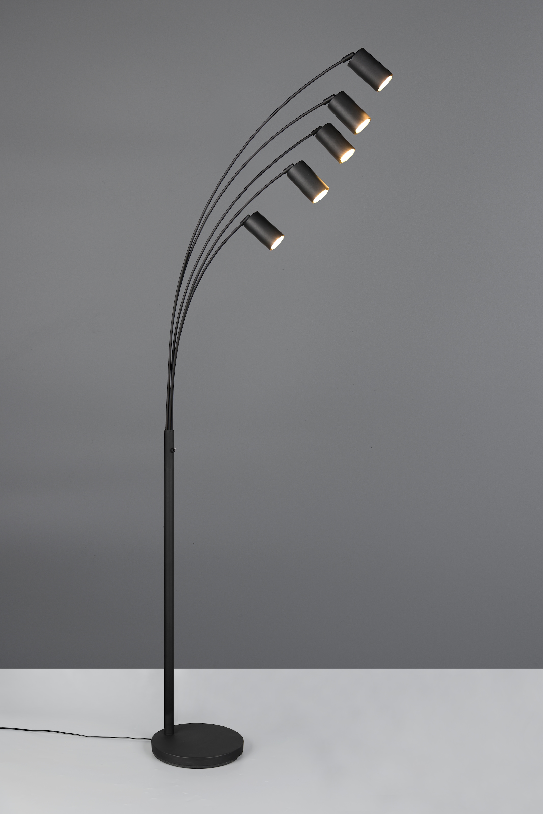 TRIO Leuchten Stehlampe »MARLEY, 5-flammige Bogenleuchte, exkl 5x GU10 max 10W, Kippschalter« GU10 1 Stk. warmweiß - kaltweiß Höhe 200 cm, Leuchtenarme flexibel verstellbar Leseleuchte Stehleuchte