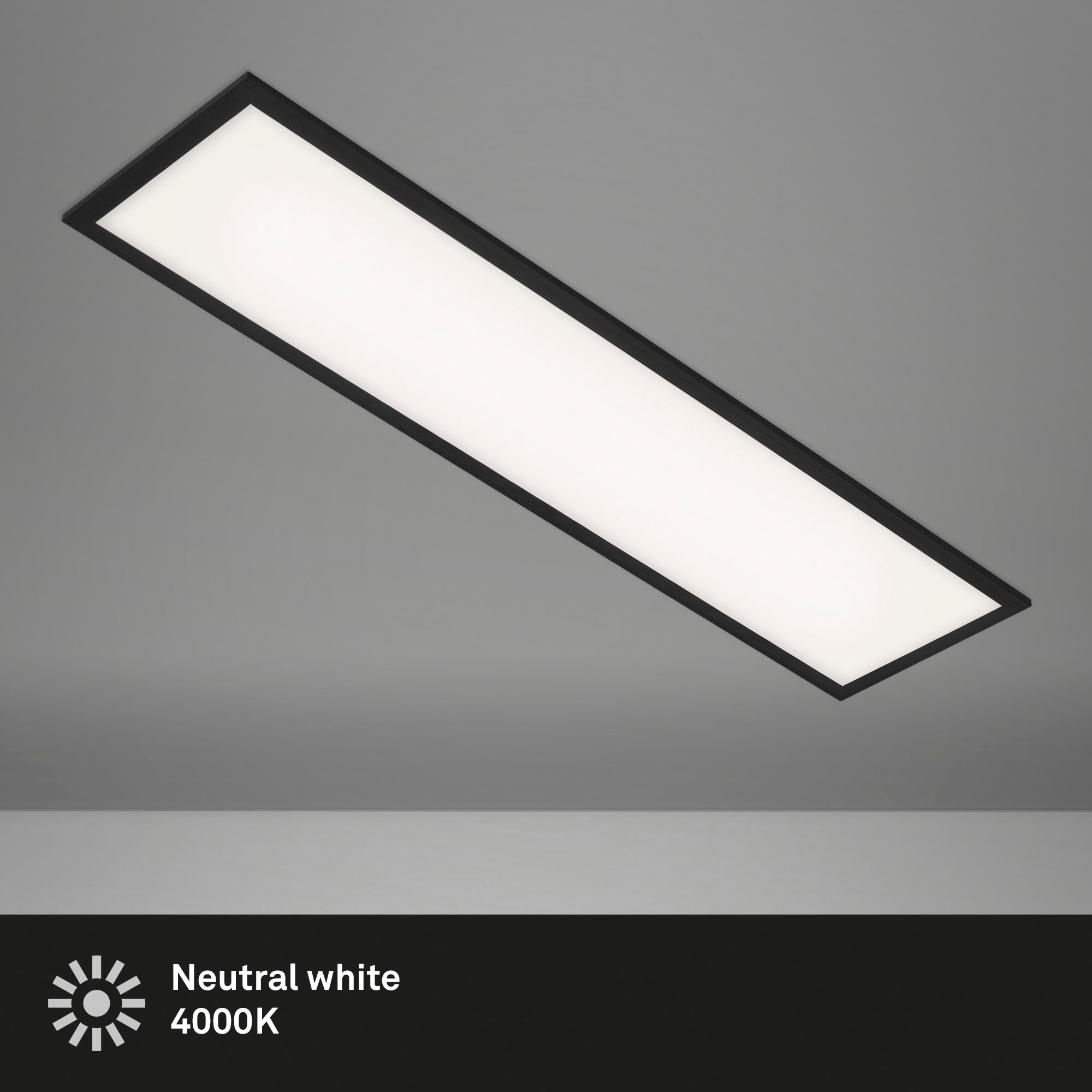 Briloner Leuchten LED Panel »7067015 Simple«, Leuchtmittel LED-Board | LED fest integriert, Deckenlampe, 100x25x6cm, Schwarz, 22W, Wohnzimmer, Schlafzimmer, Flur