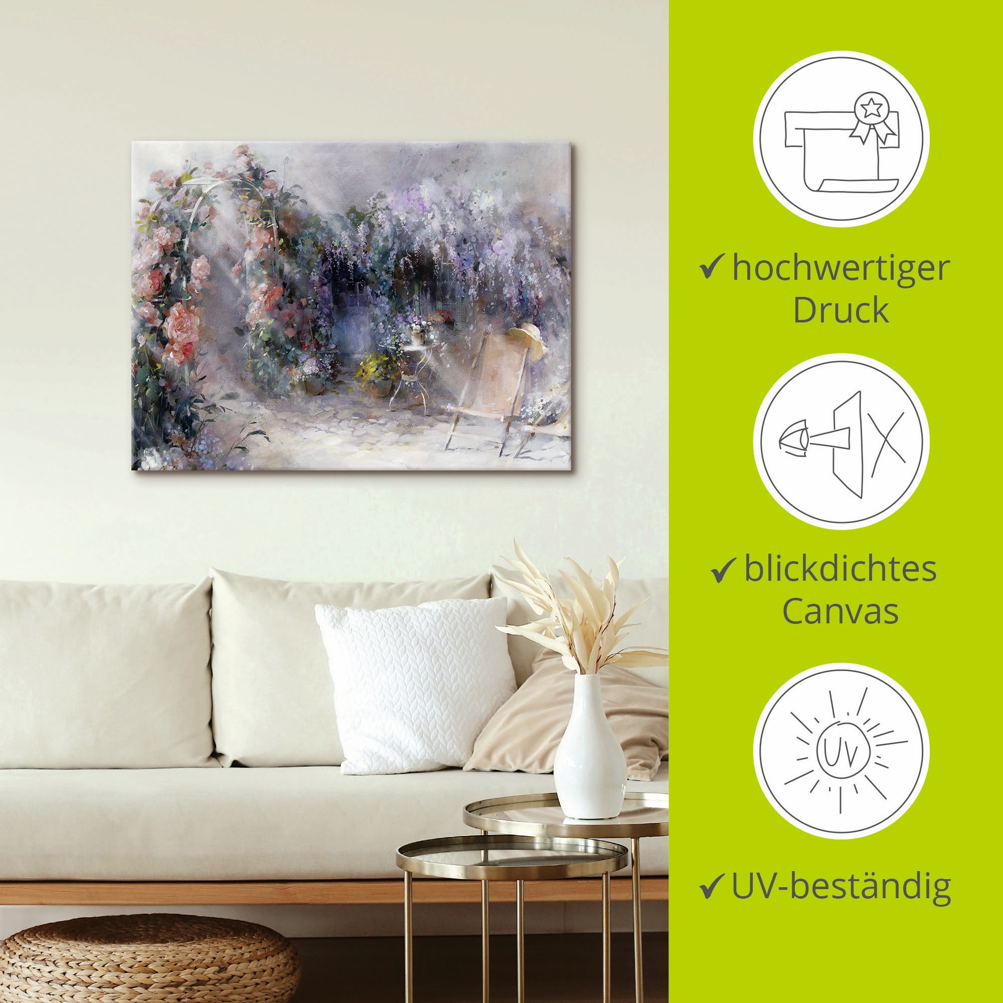 Artland Wandbild »Rosen und Flieder«, Garten, (1 St.), als Leinwandbild, Poster, Wandaufkleber in verschied. Größen