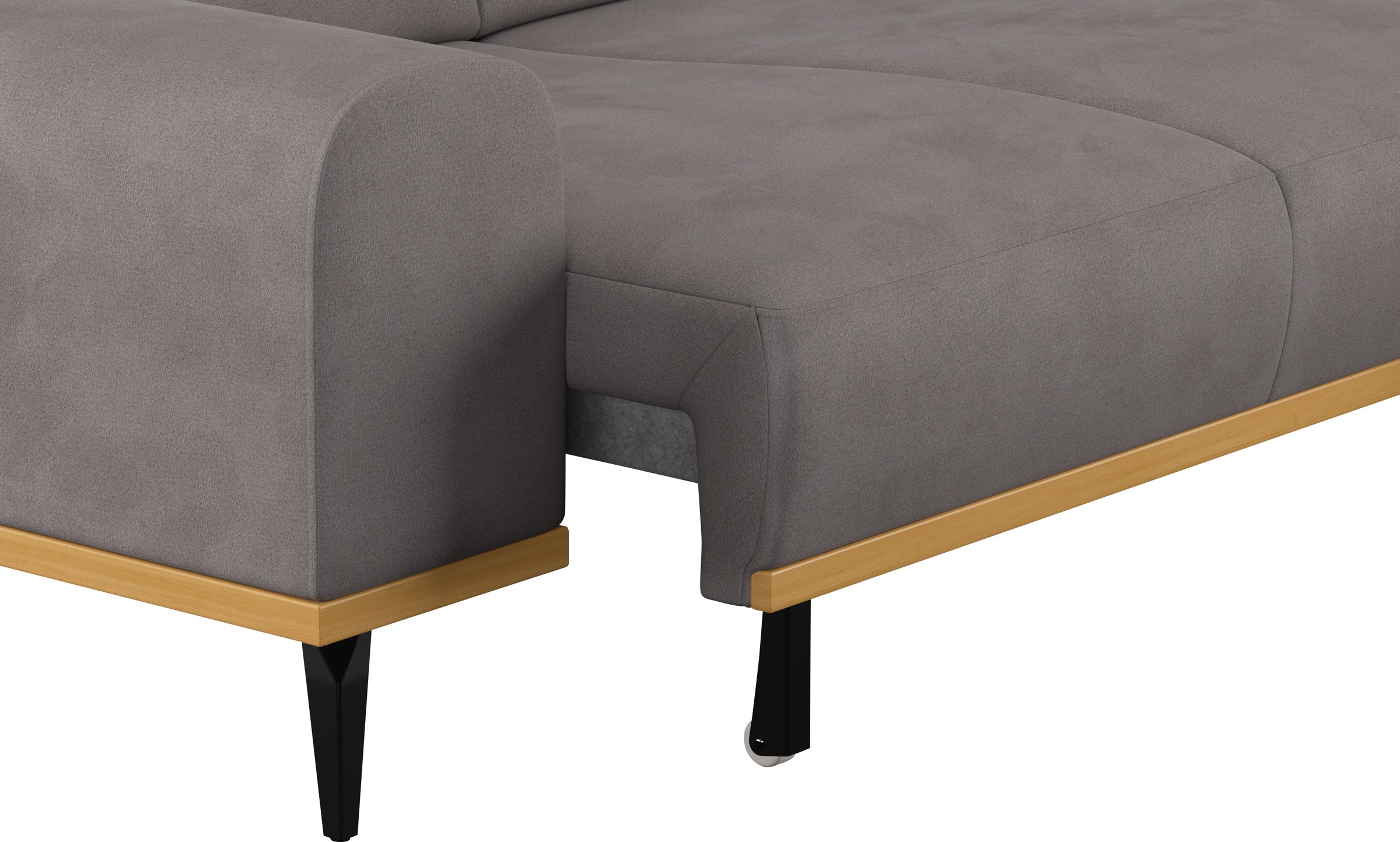 Places of Style Ecksofa »Carlo L-Form«, mit Kopfteilverstellung & Holz-Rahmenoptik, wahlweise Relaxfunktion