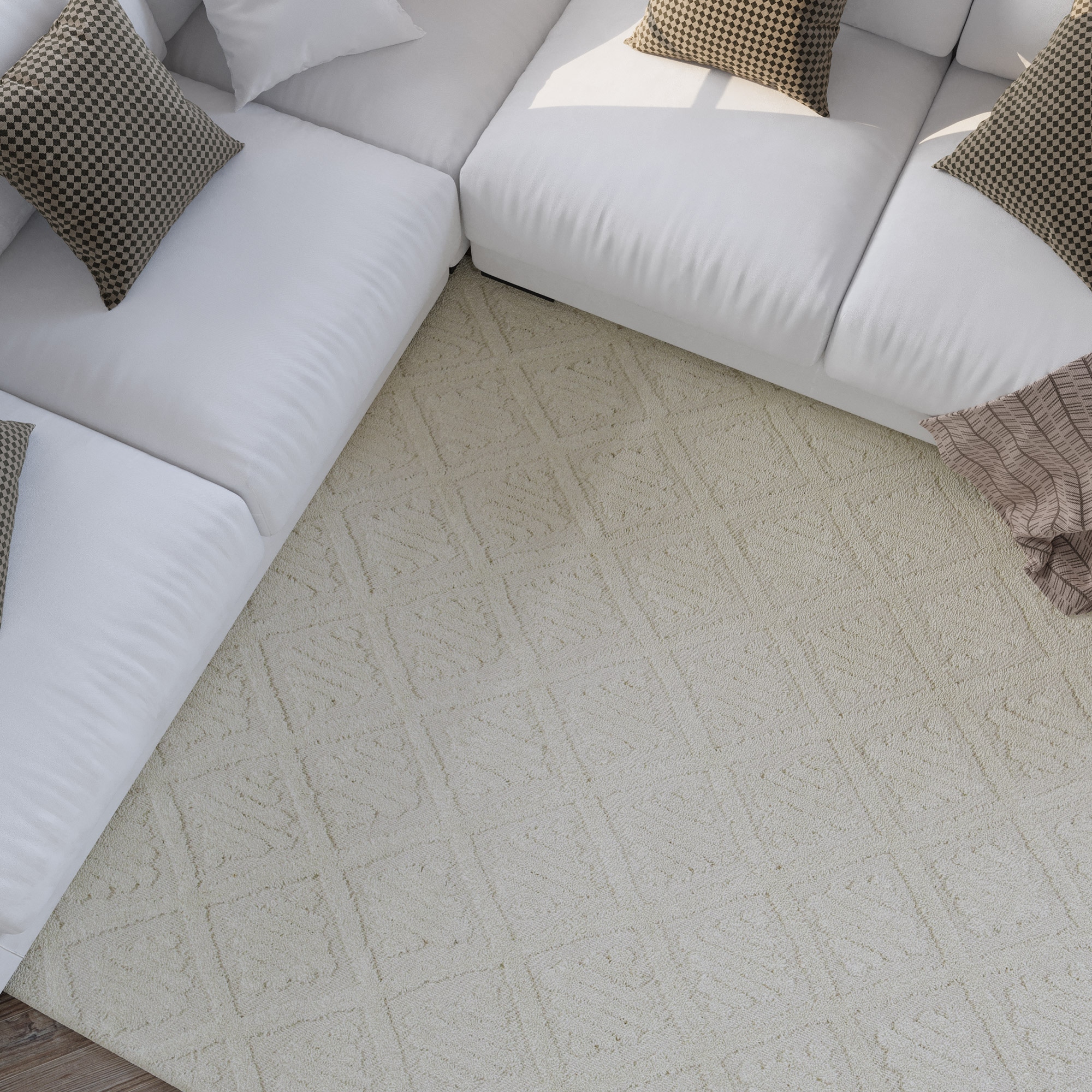 Wecon home Wollteppich »Hamptons SEVENTEEN«, rechteckig, 10 mm Höhe, Läufer, Schurwolle, Kurzflor, Wohnzimmer, Schlafzimmer, elegant, Raute