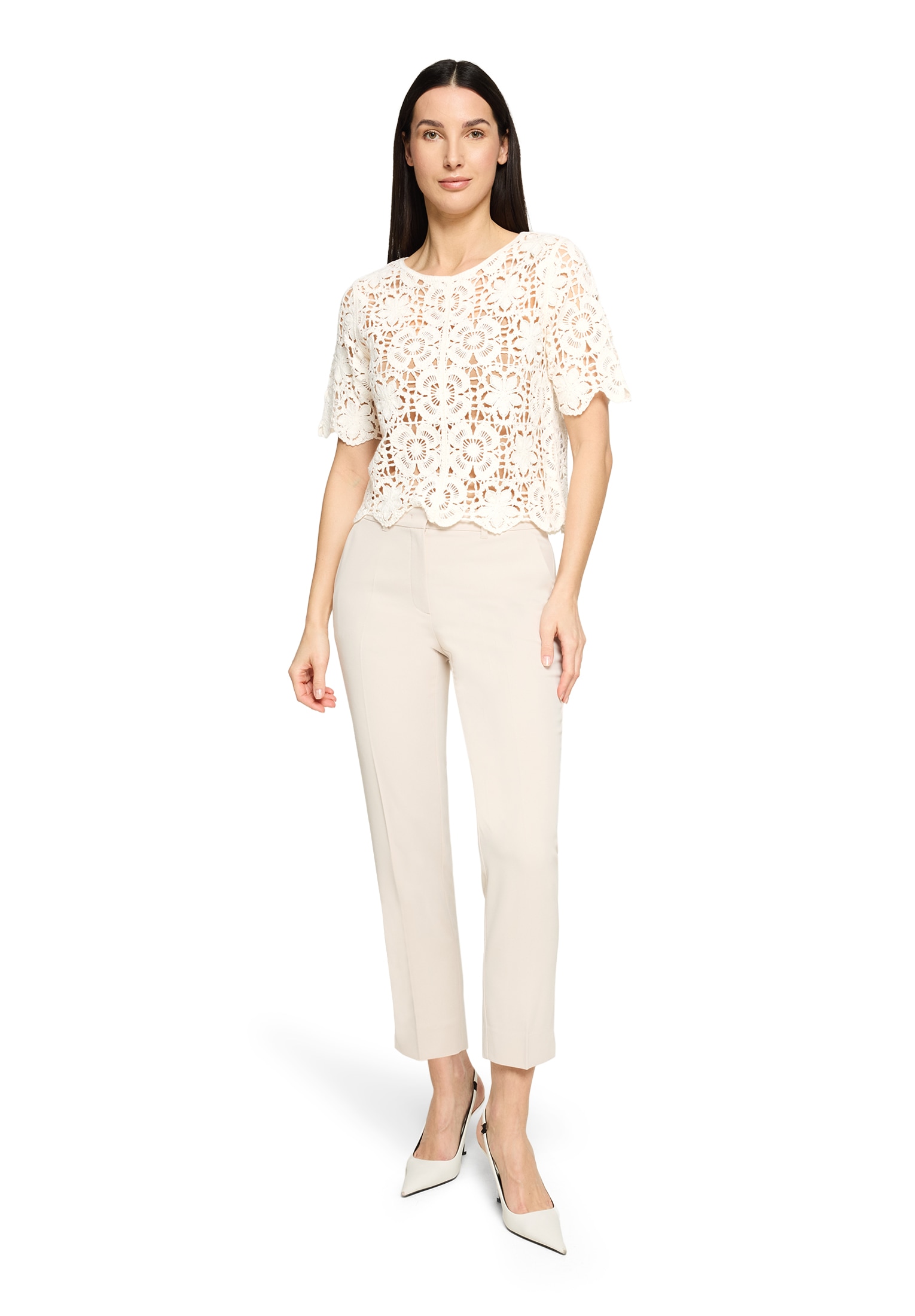 Betty&Co Rundhalspullover »Lochstrick-Pullover mit U-Boot-Ausschnitt«