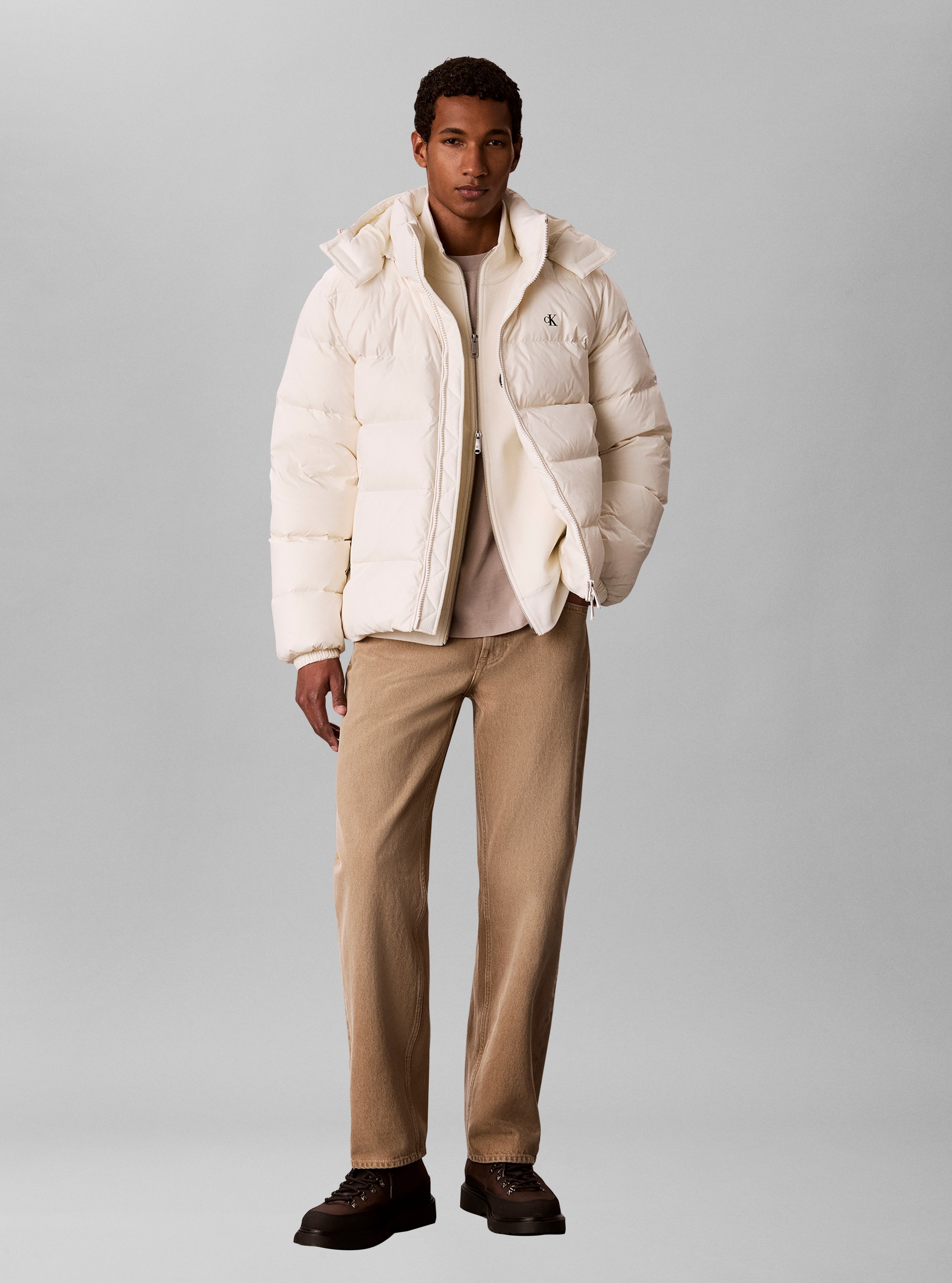 Calvin Klein Jeans Steppjacke mit Kapuze Regular Fit, warm wattiert, Logo-Stickerei