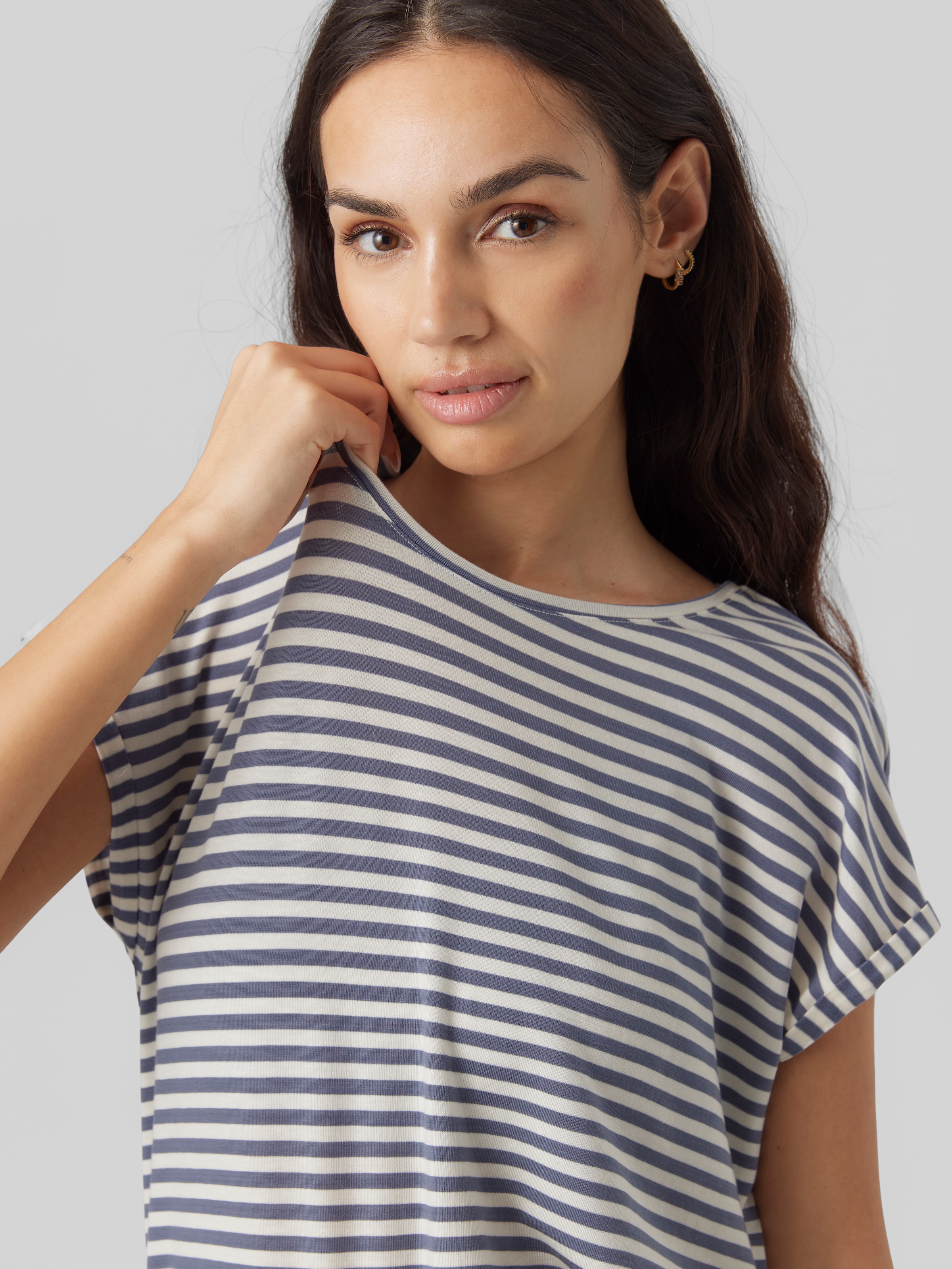 Vero Moda Rundhalsshirt »VMAVA PLAIN SS TOP STRIPE GA JRS NOOS«