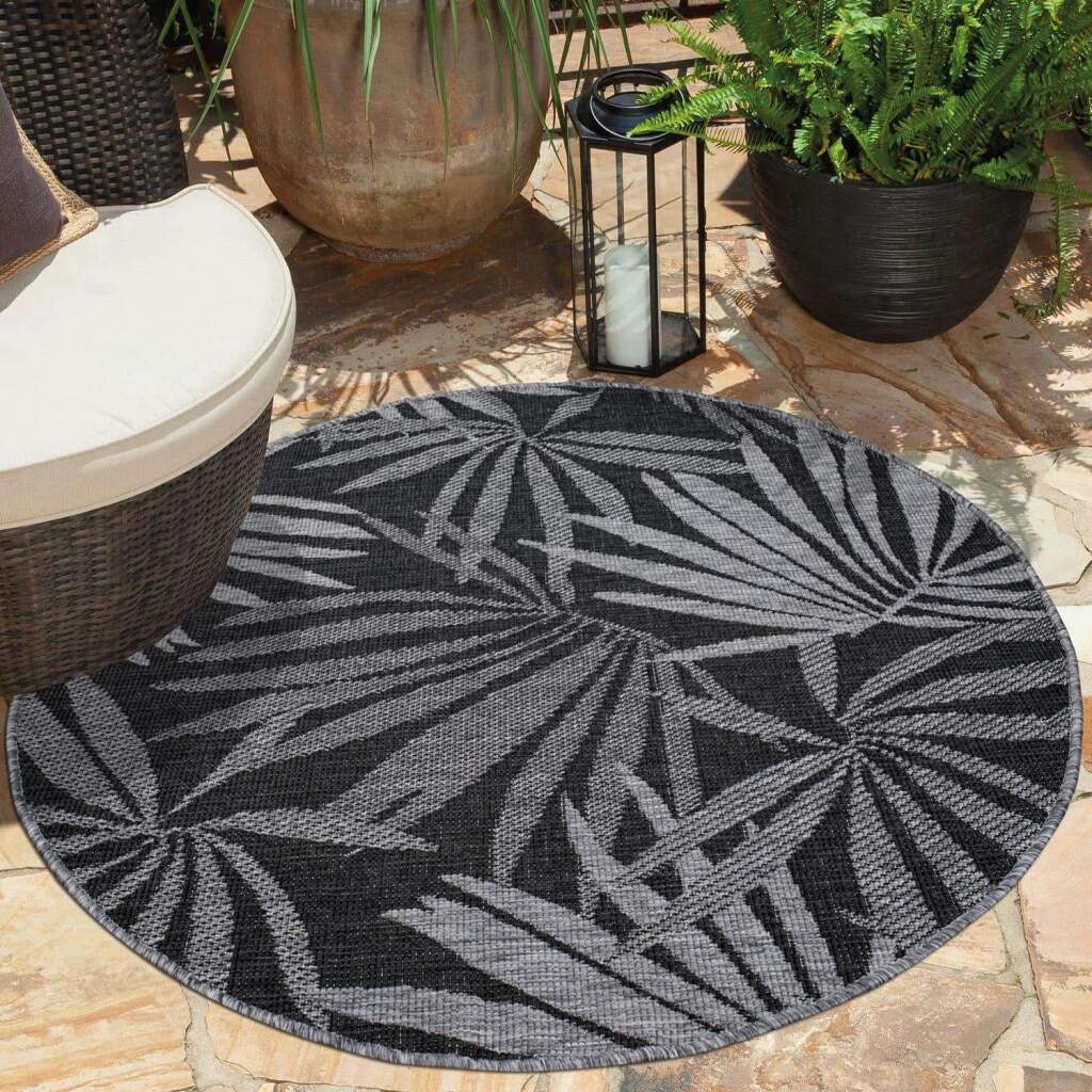 Carpet City Outdoorteppich »DUO RUG 5771«, rund, Wendeteppich Wetterfest In- & Outdoor, Balkon, Terrasse, Wohnzimmer